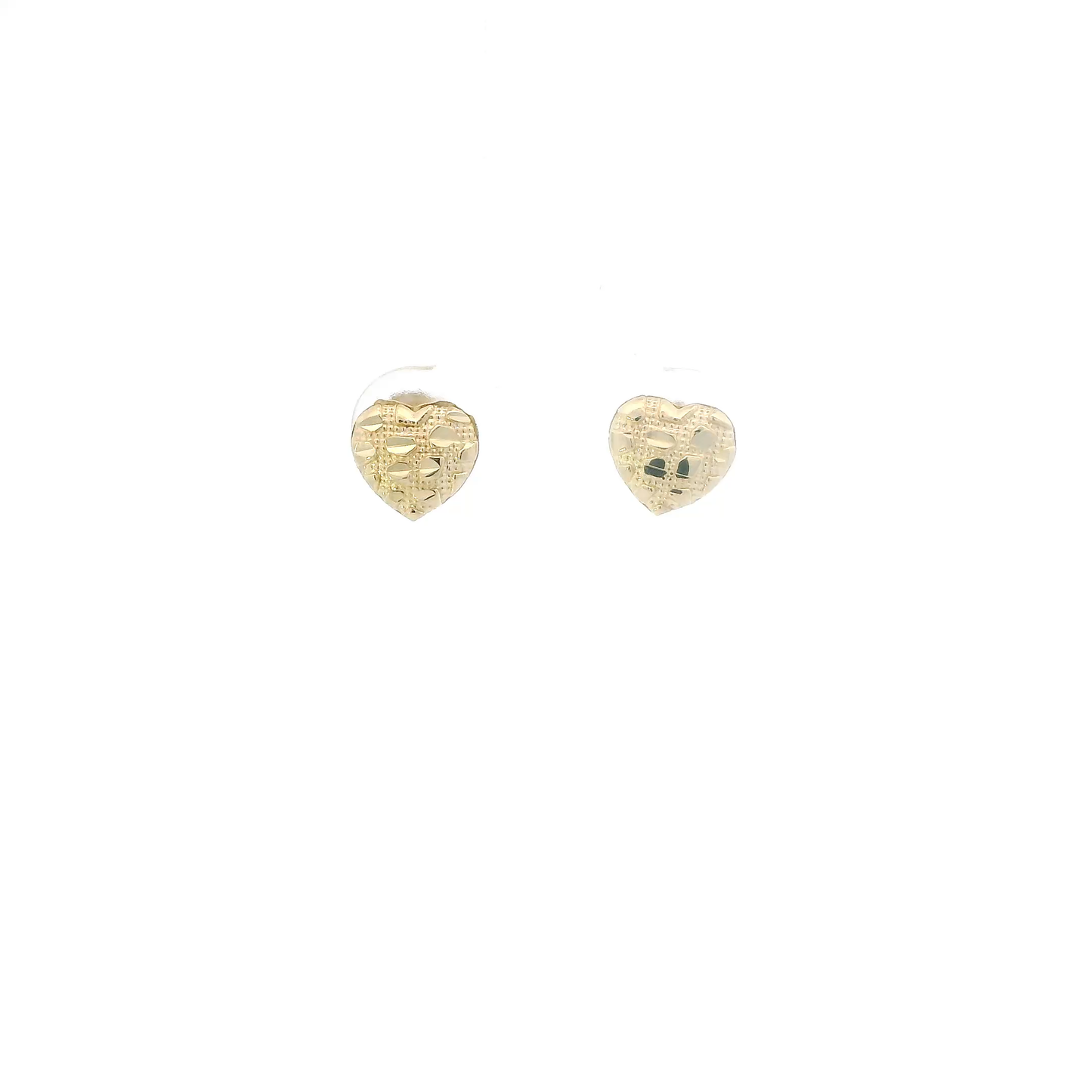 10K Yellow Gold Nugget Heart Earrings