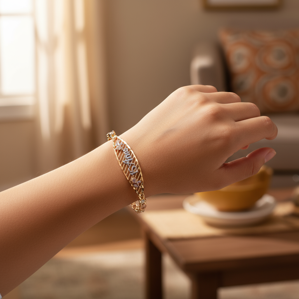 14K Tri Color Gold 7.5" "15 Anos" Bracelet