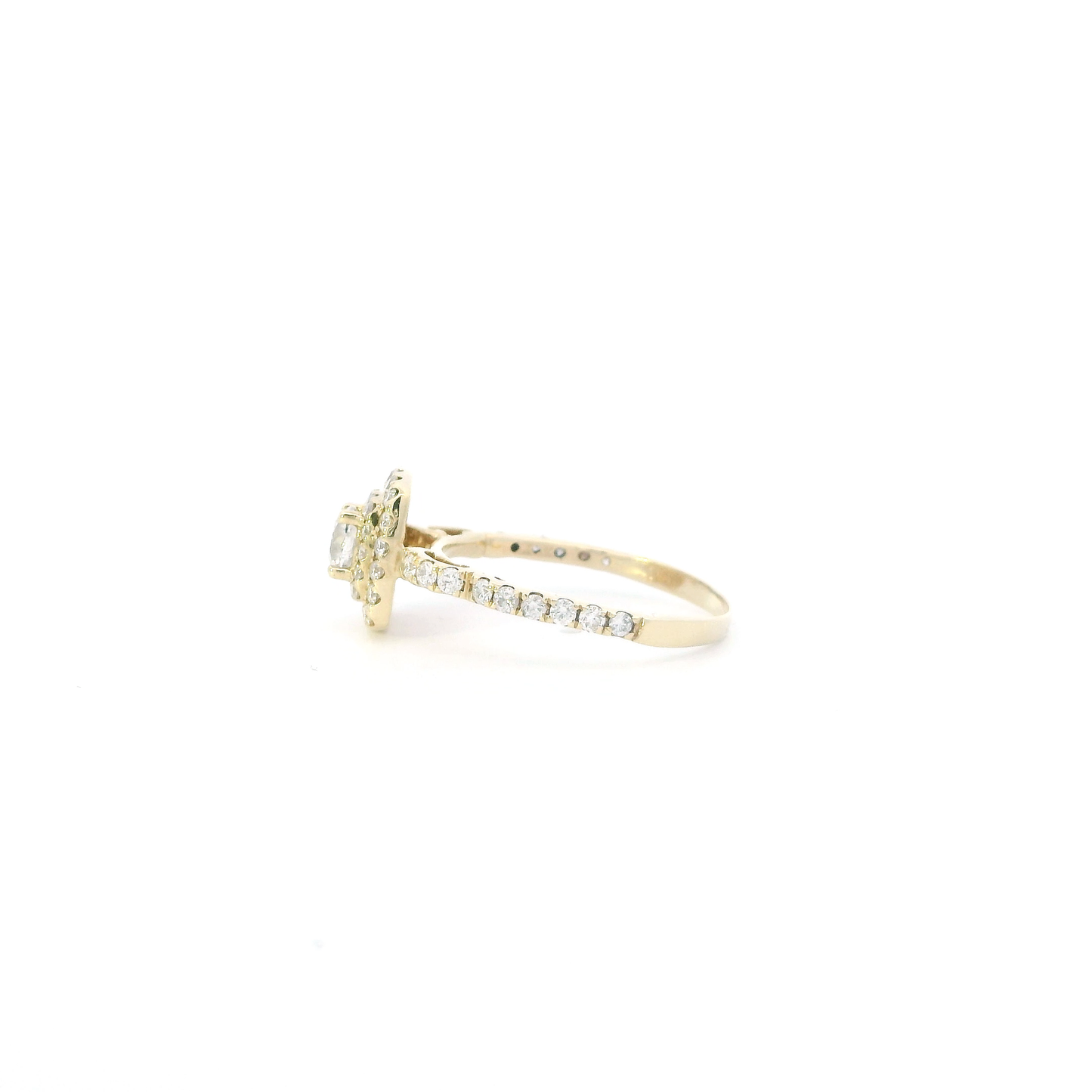 14K Yellow Gold Square Diamonds Womens Ring - 1.09ct
