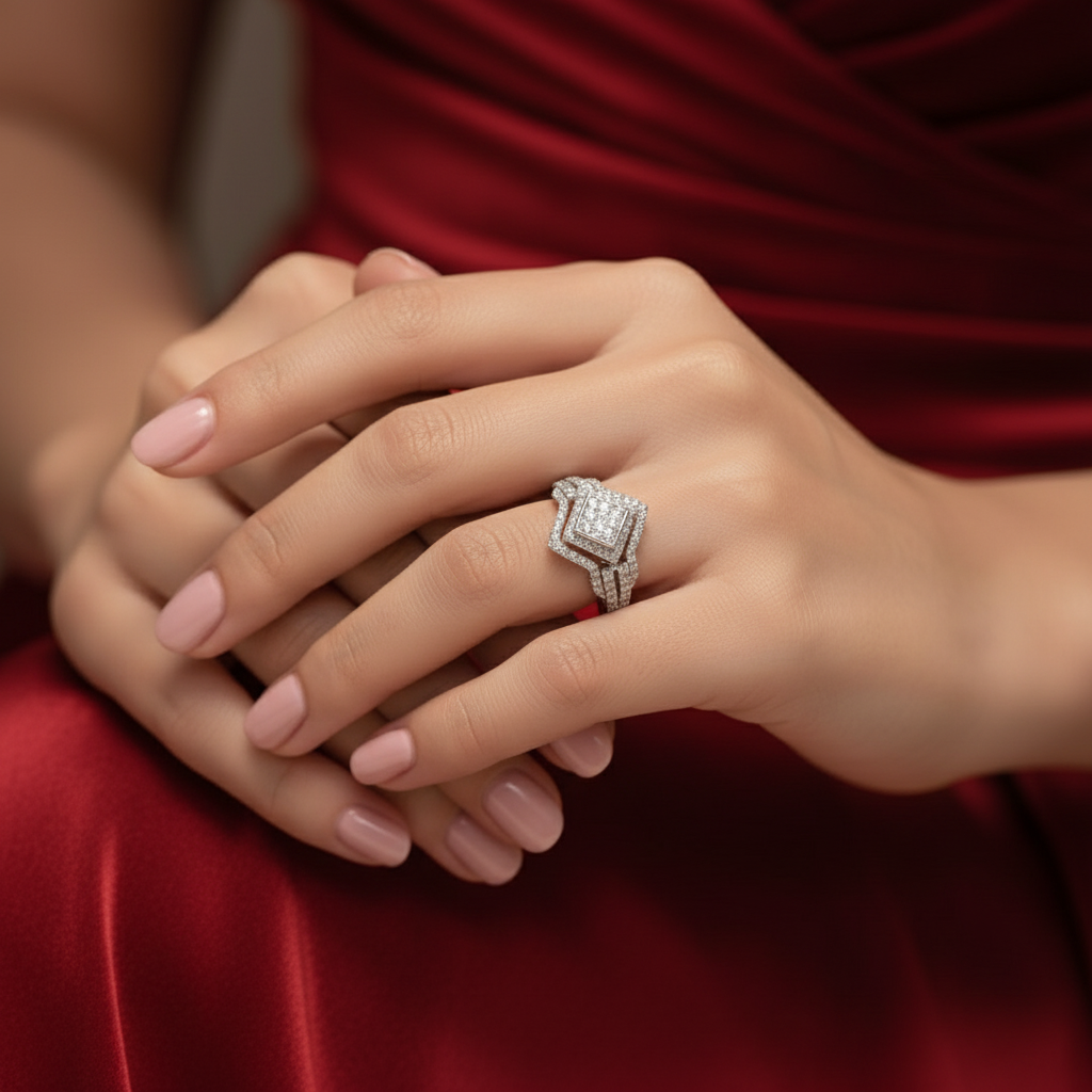 14K White Gold Diamonds Womens Ring - 0.14ct