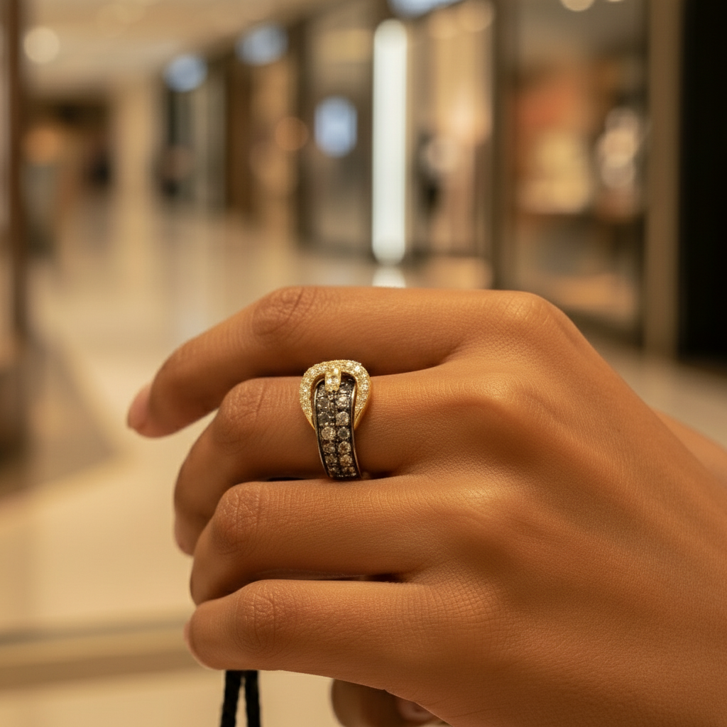 14K Yellow Gold Diamond Le Vian Belt Womens Ring - 0.75ct