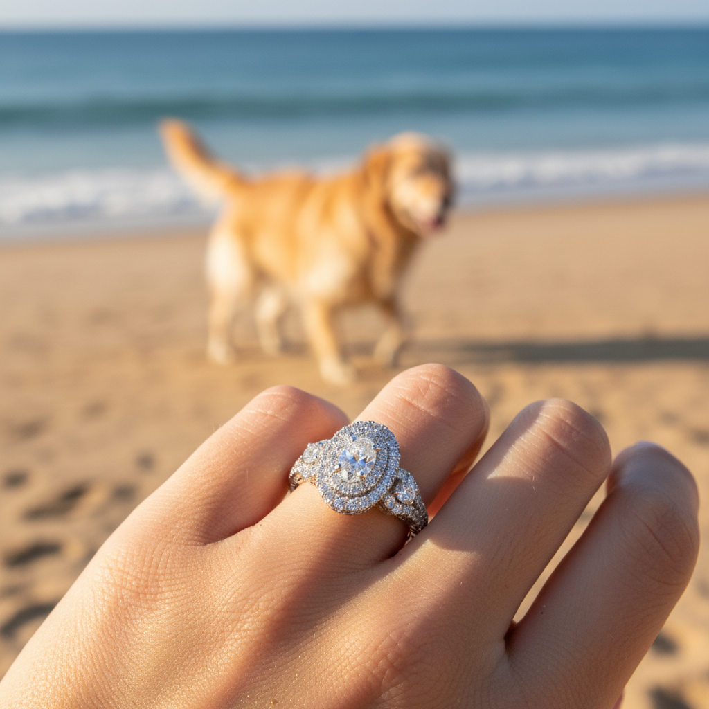 10K White Gold Diamonds Womens Ring - 1.11ct