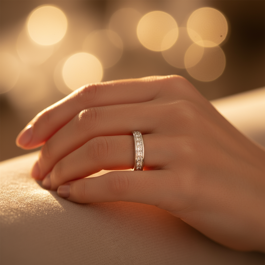 18K White Gold Diamonds Womens Band - 1.09ct