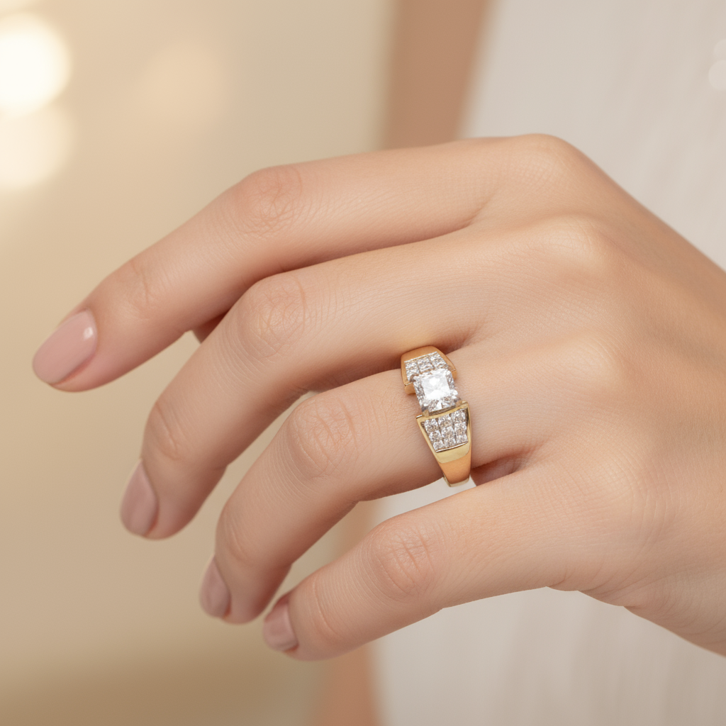 18K Yellow Gold Diamonds Womens Ring - 1.53ct