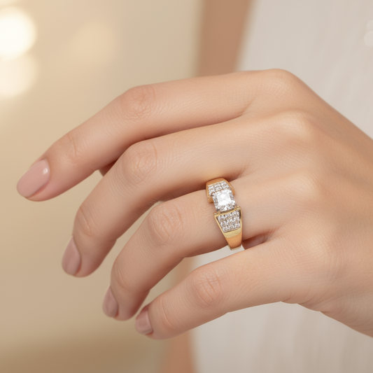 18K Yellow Gold Diamonds Womens Ring - 1.53ct