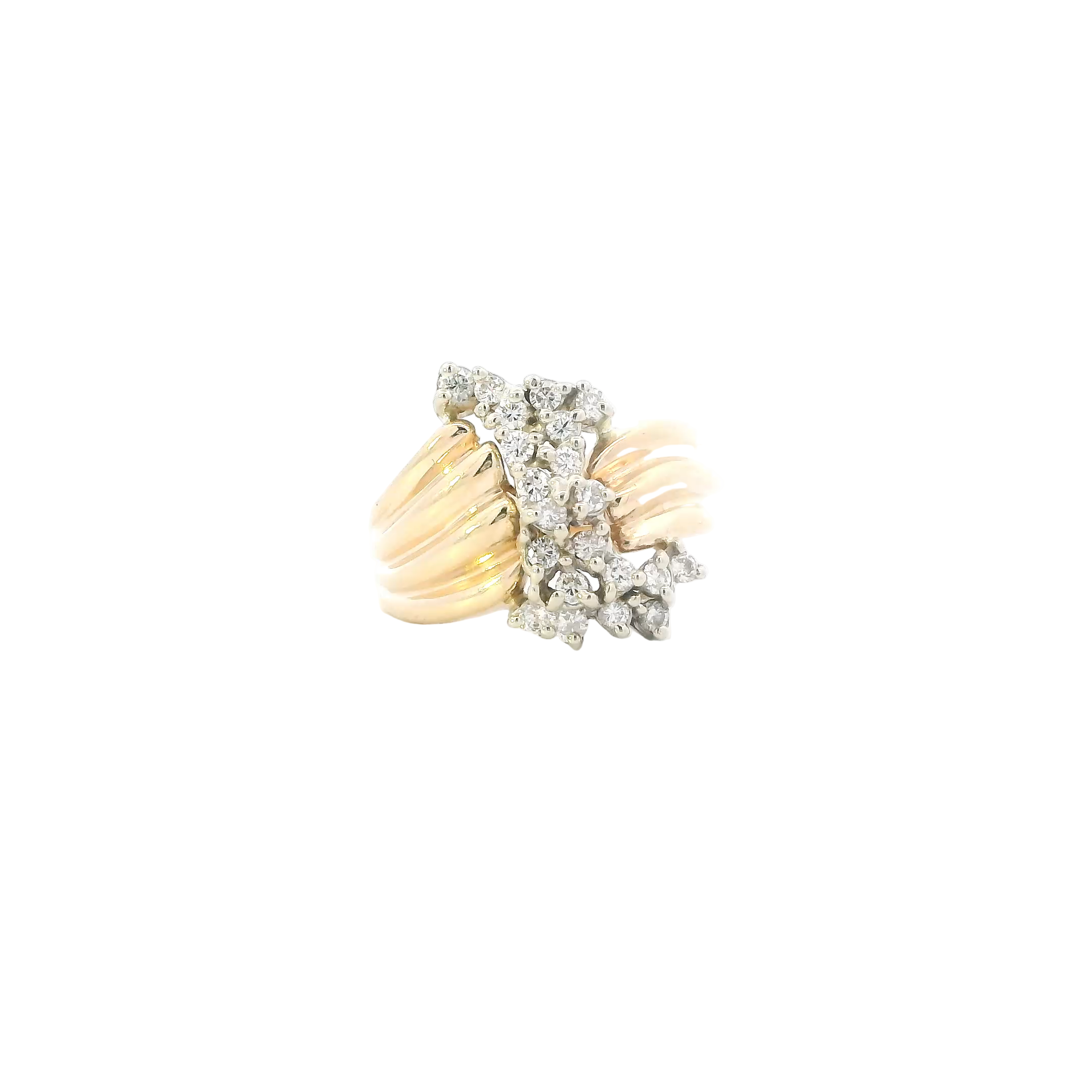 14K Yellow Gold Diamonds Cluster Ring - 0.52ct