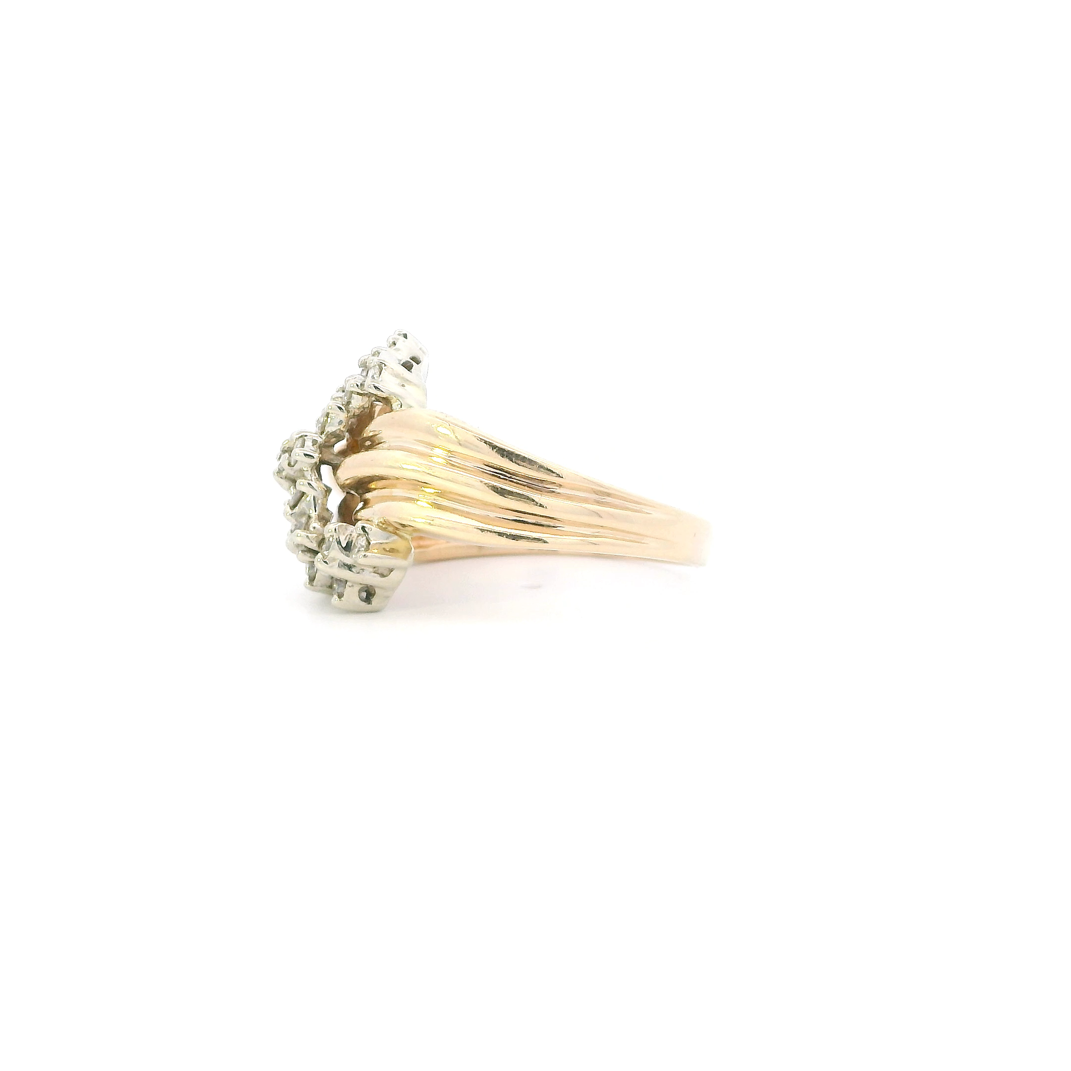 14K Yellow Gold Diamonds Cluster Ring - 0.52ct