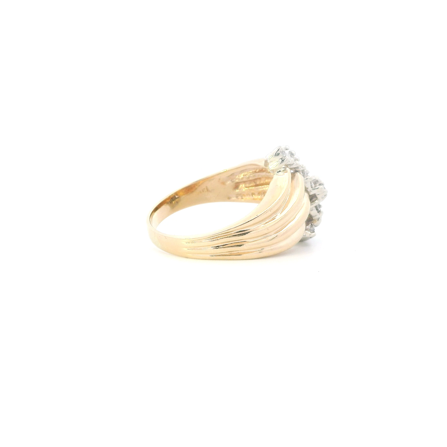 14K Yellow Gold Diamonds Cluster Ring - 0.52ct