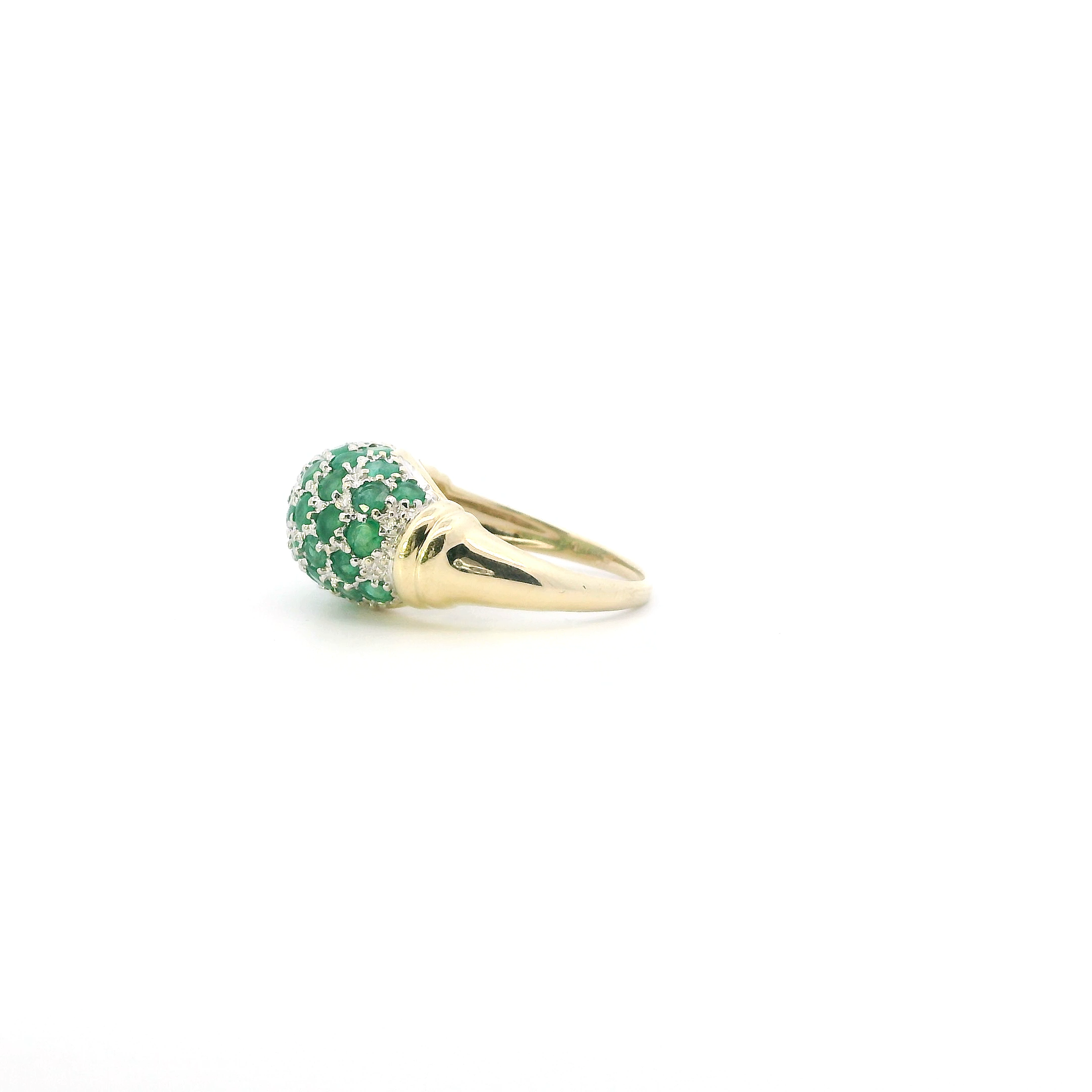 10K Yellow & White Gold Emerald Domed Ring