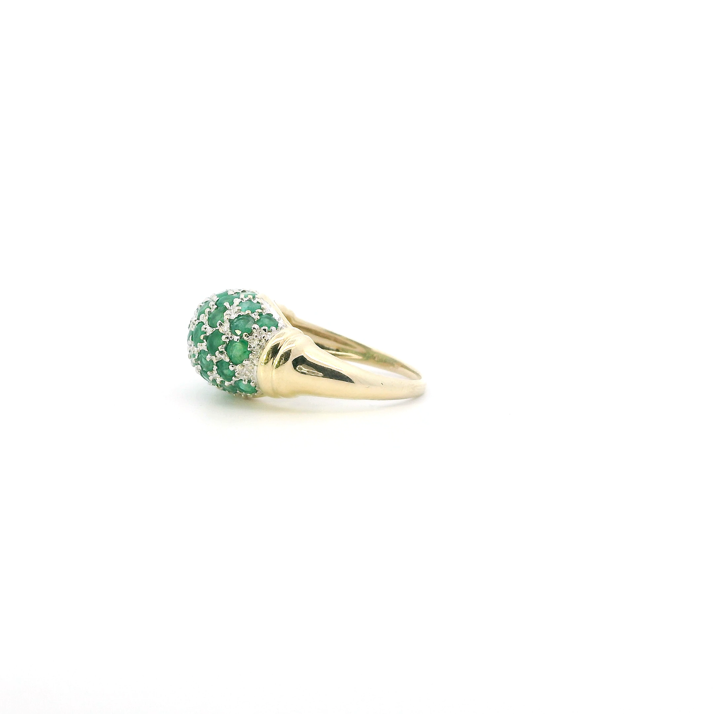 10K Yellow & White Gold Emerald Domed Ring