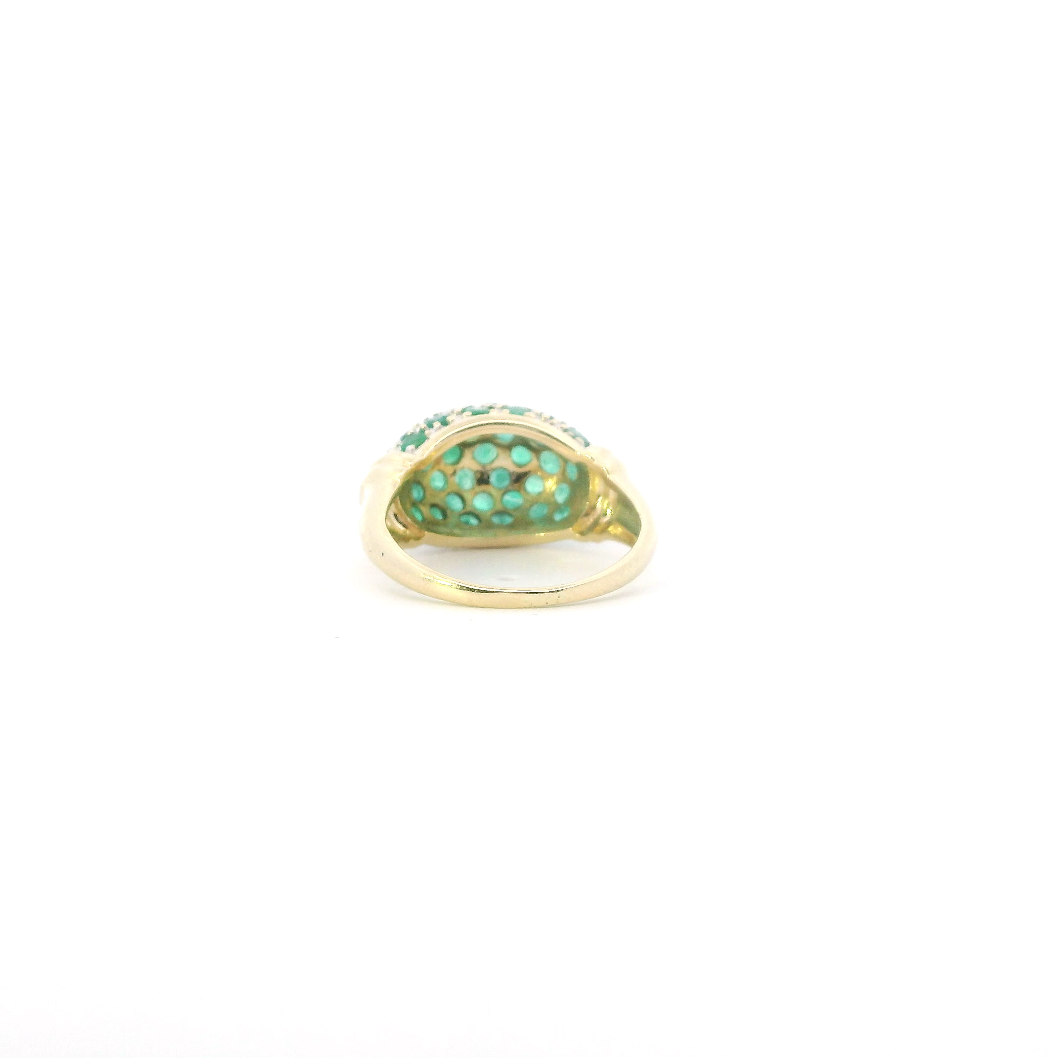 10K Yellow & White Gold Emerald Domed Ring