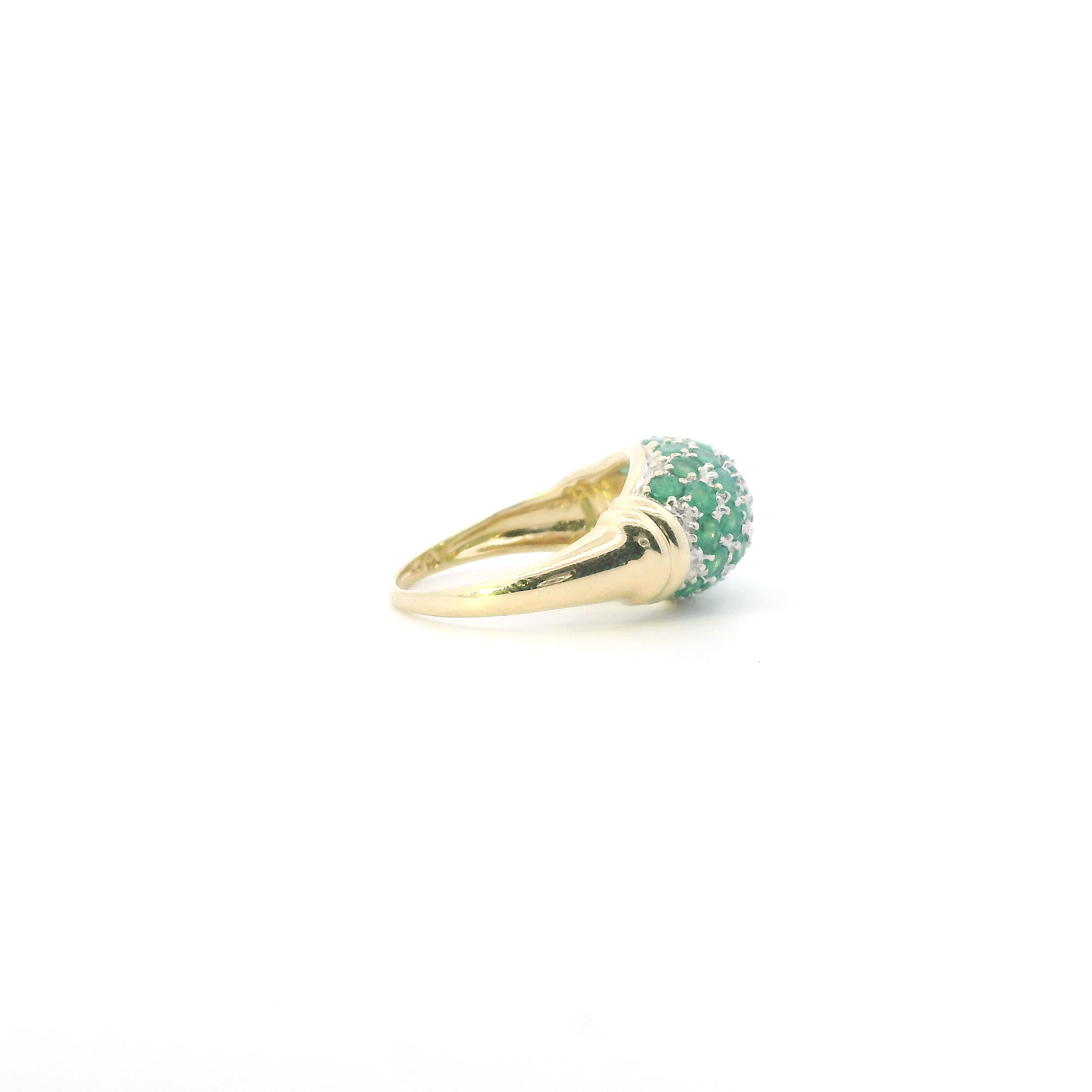 10K Yellow & White Gold Emerald Domed Ring
