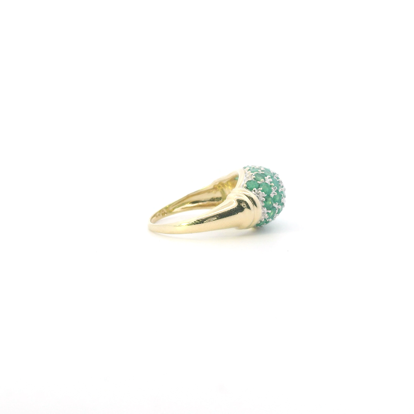 10K Yellow & White Gold Emerald Domed Ring