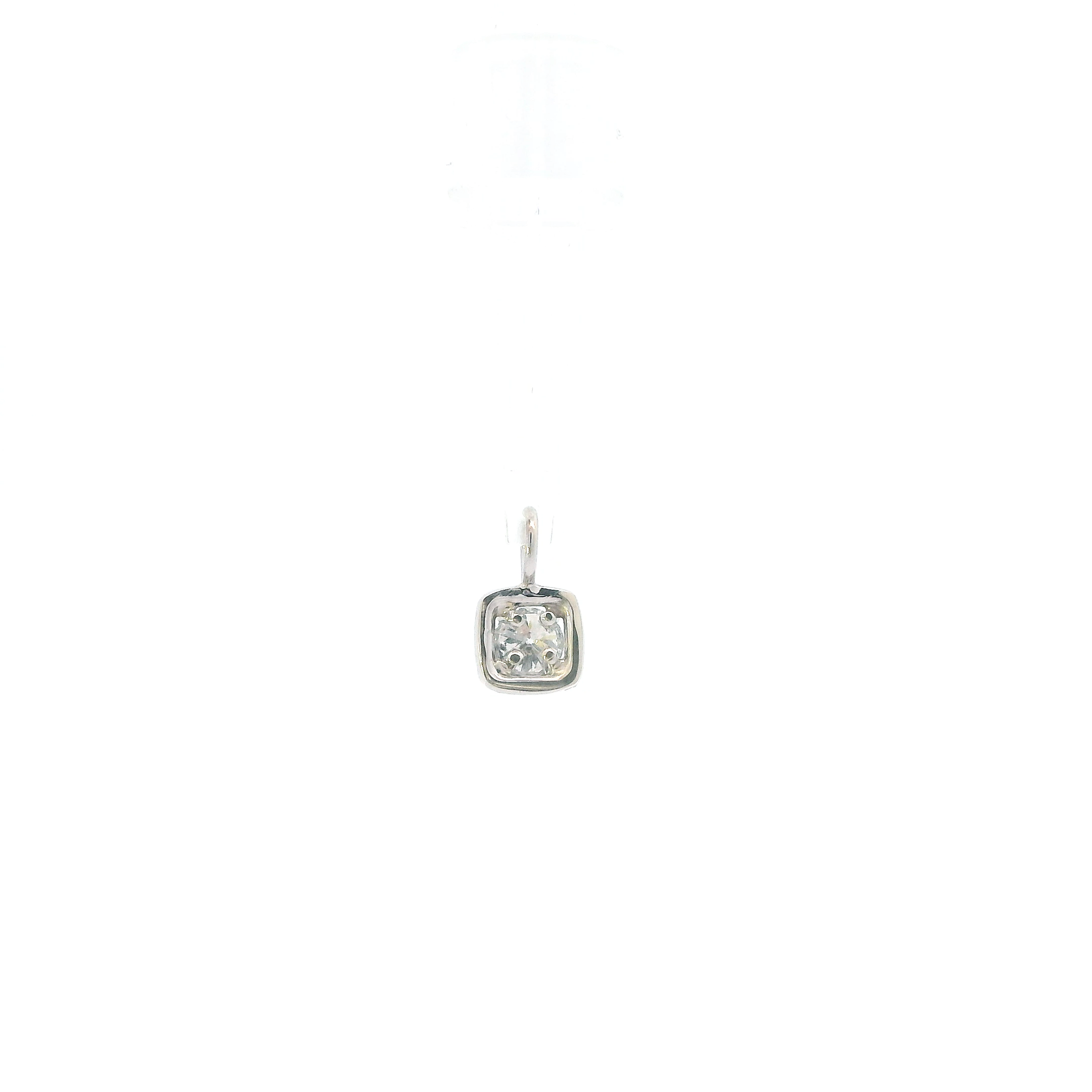 14K White Gold Diamonds Square Pendant - 0.47ct