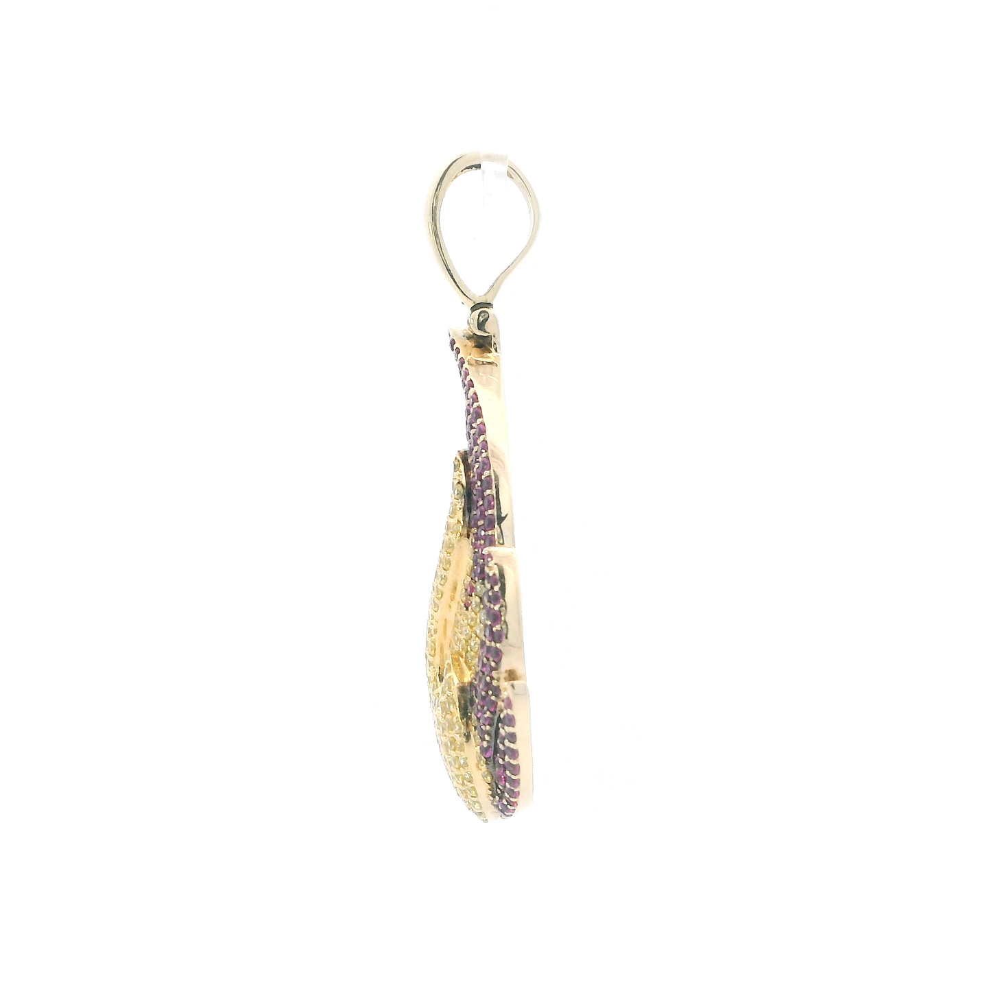 14k Yellow Gold Pink Sapphires & Yellow Quartz Fire Pendant
