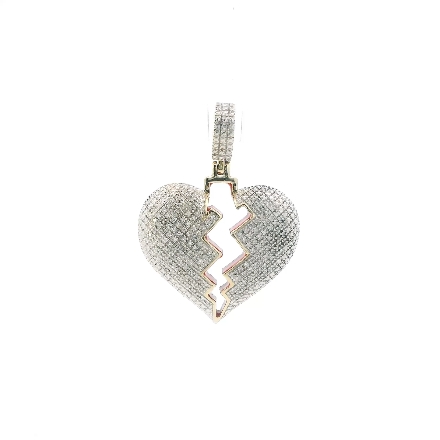 10K Yellow Gold Diamonds Broken Heart Pendant - 0.20ct