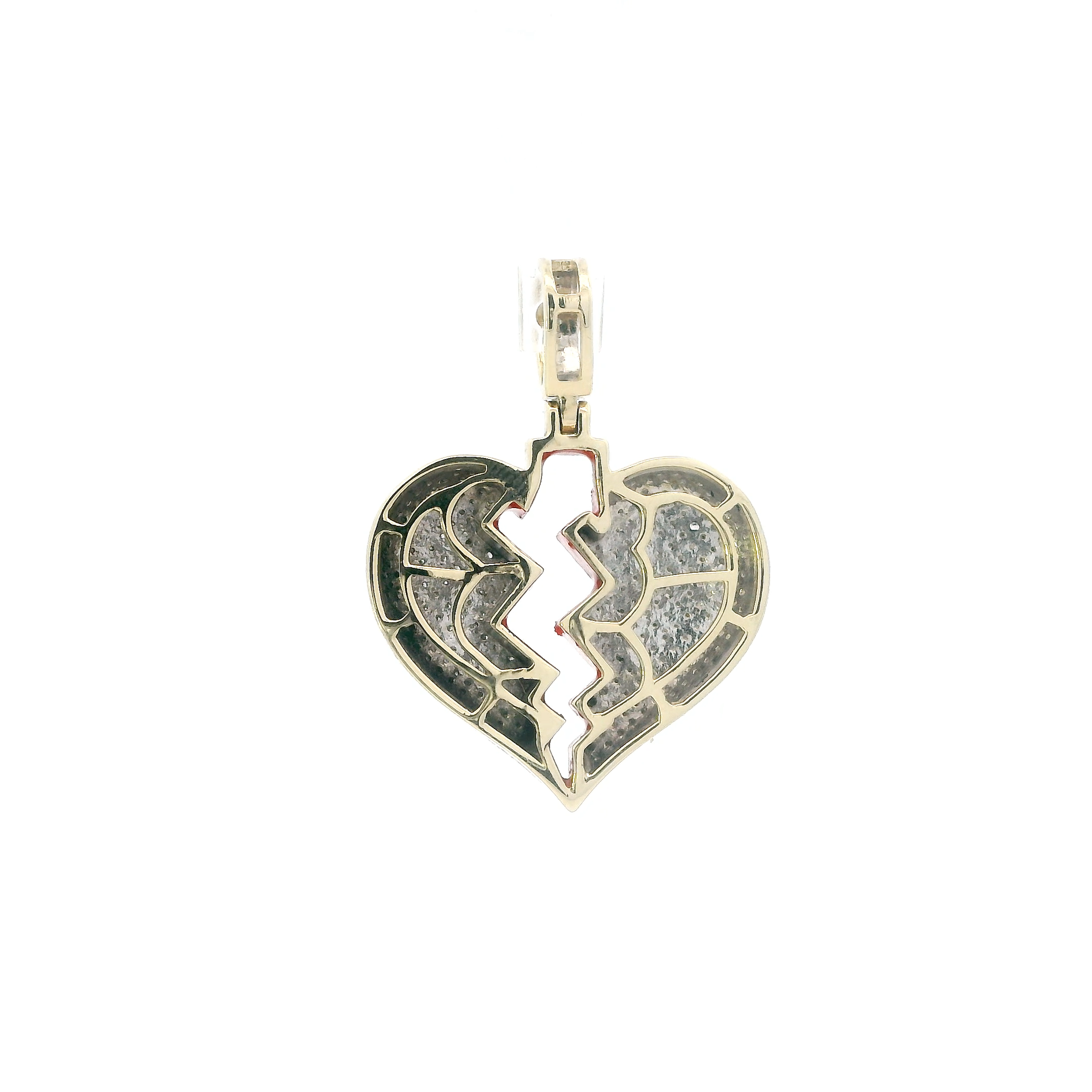 10K Yellow Gold Diamonds Broken Heart Pendant - 0.20ct
