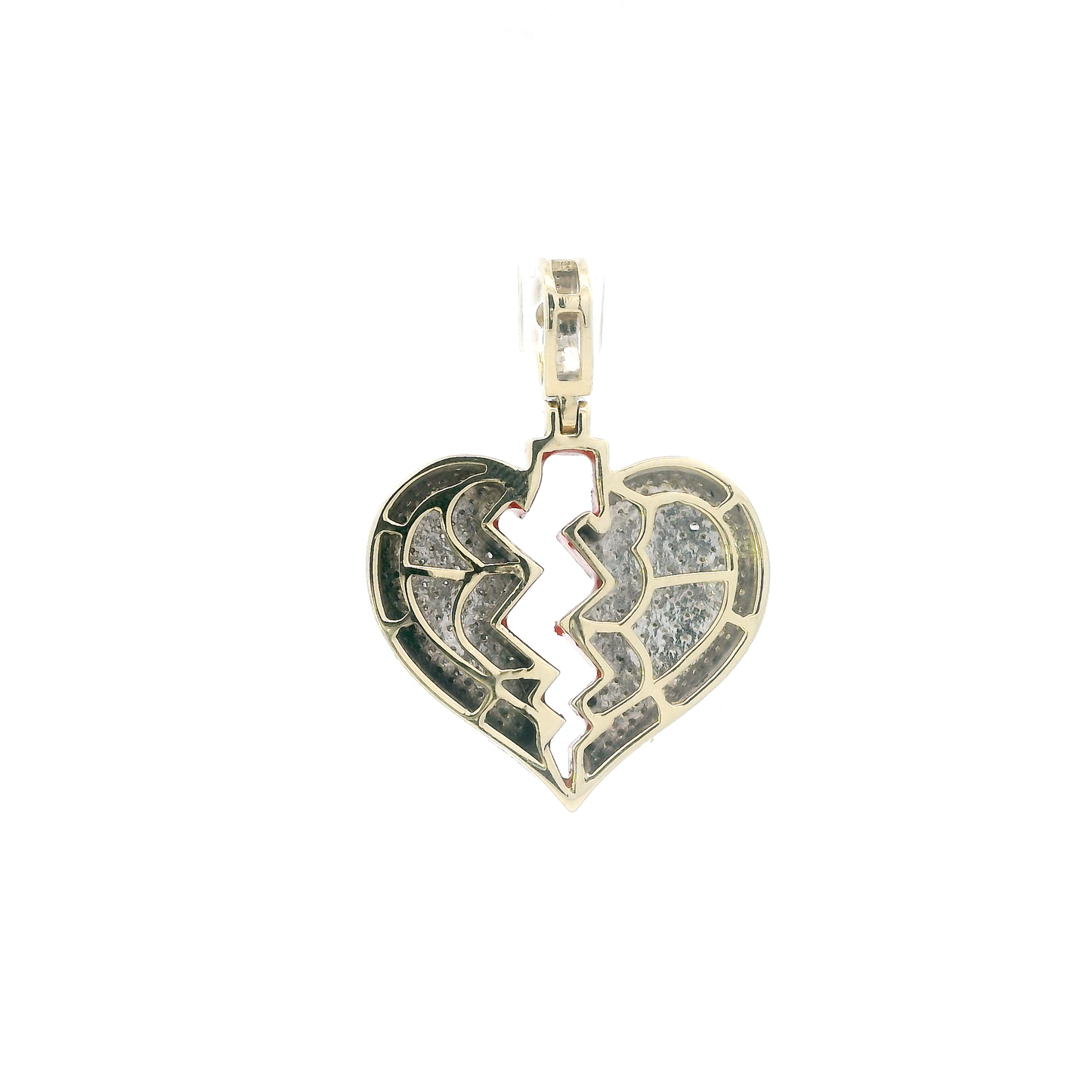 10K Yellow Gold Diamonds Broken Heart Pendant - 0.20ct