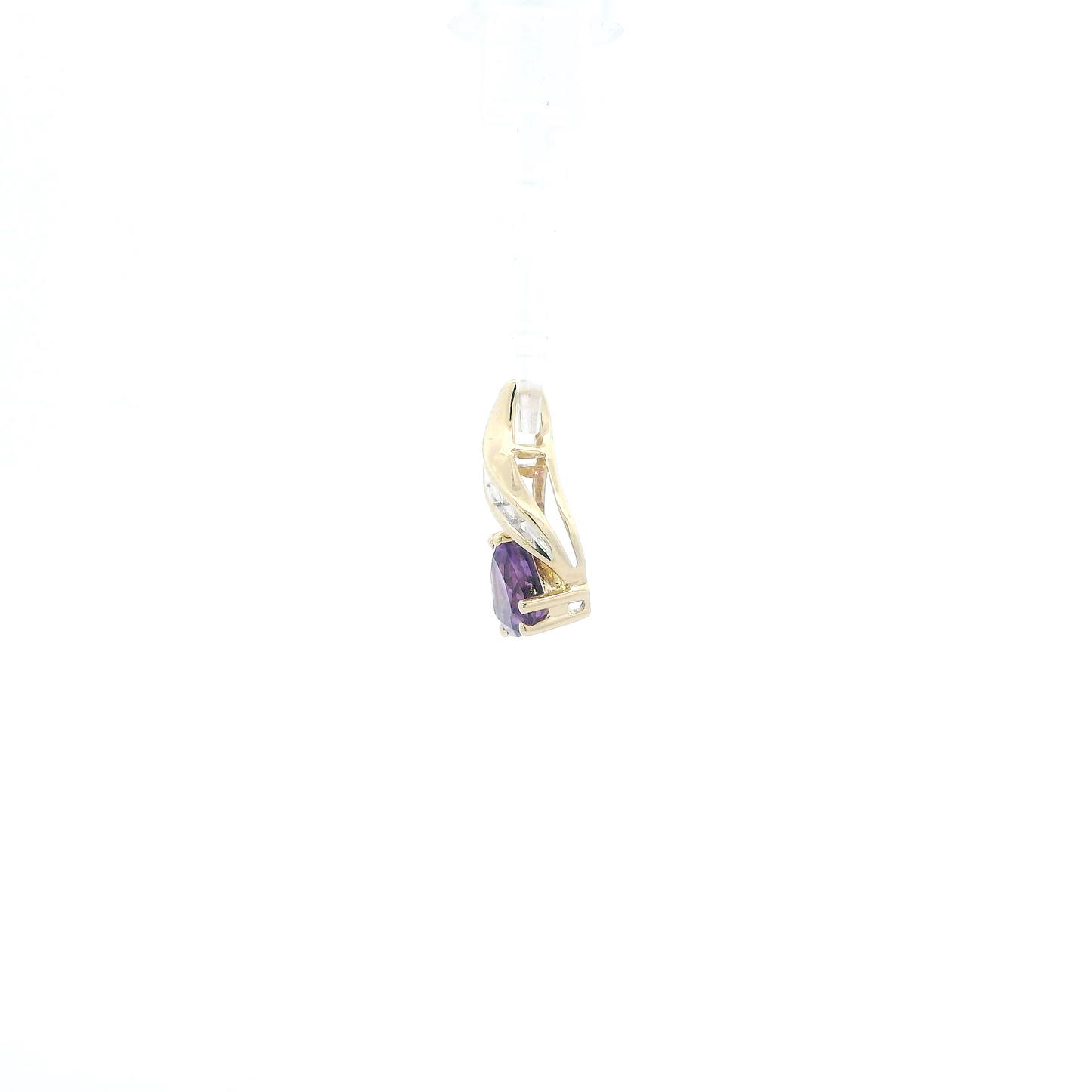 10K Yellow Gold Amethyst & Diamonds Pendant - 0.03ct