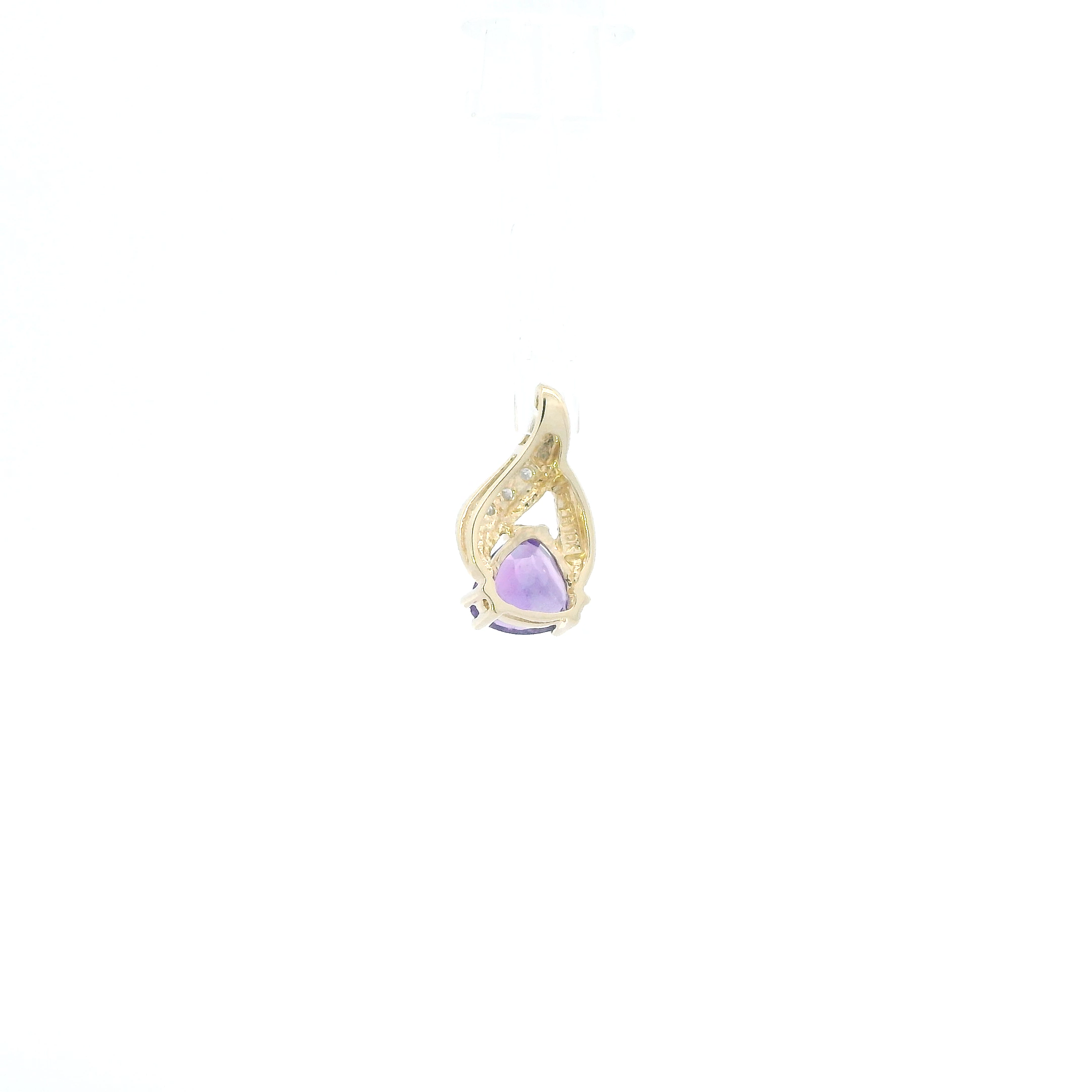 10K Yellow Gold Amethyst & Diamonds Pendant - 0.03ct