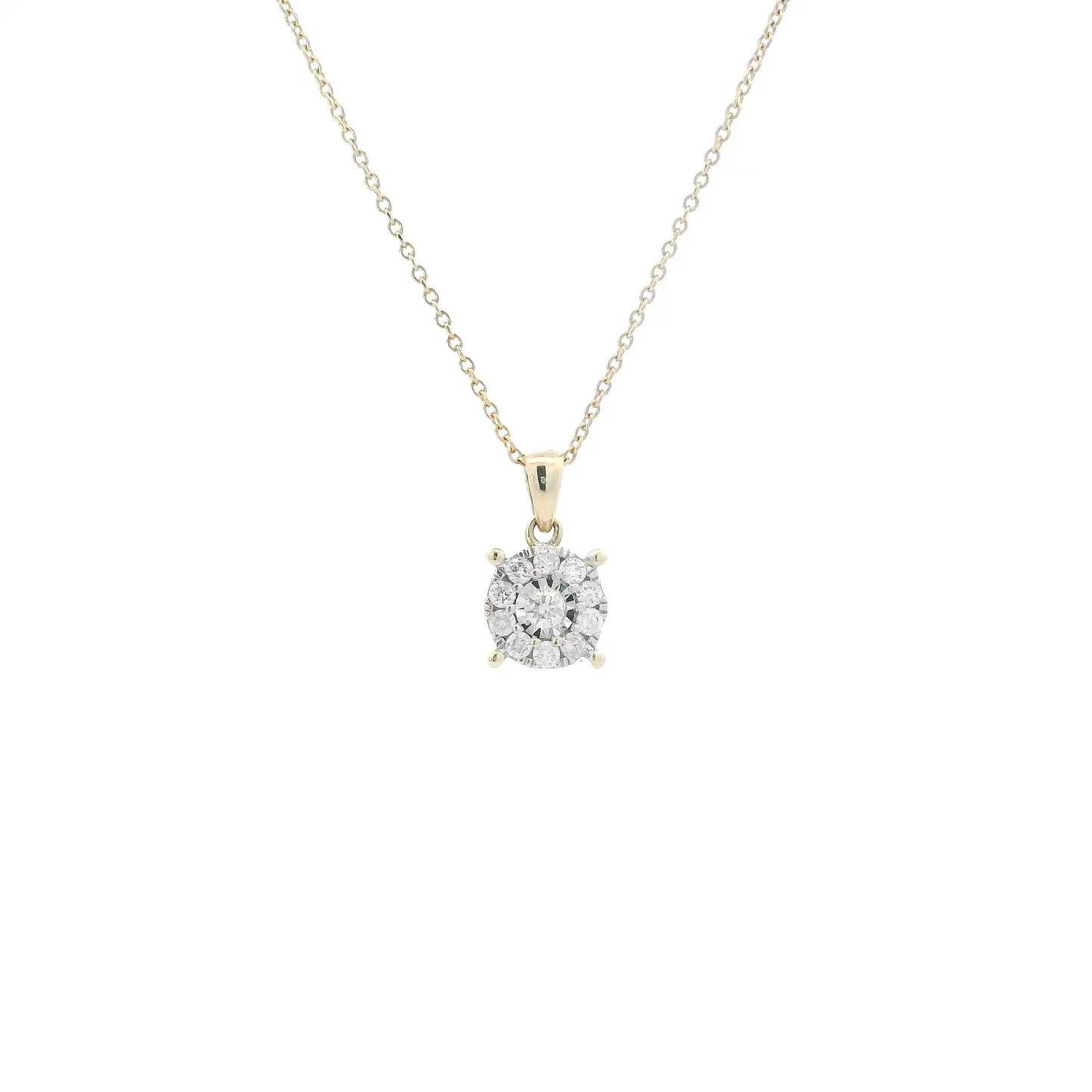 14K Yellow Gold 18" Cable Chain & Diamonds Pendant - 0.36ct