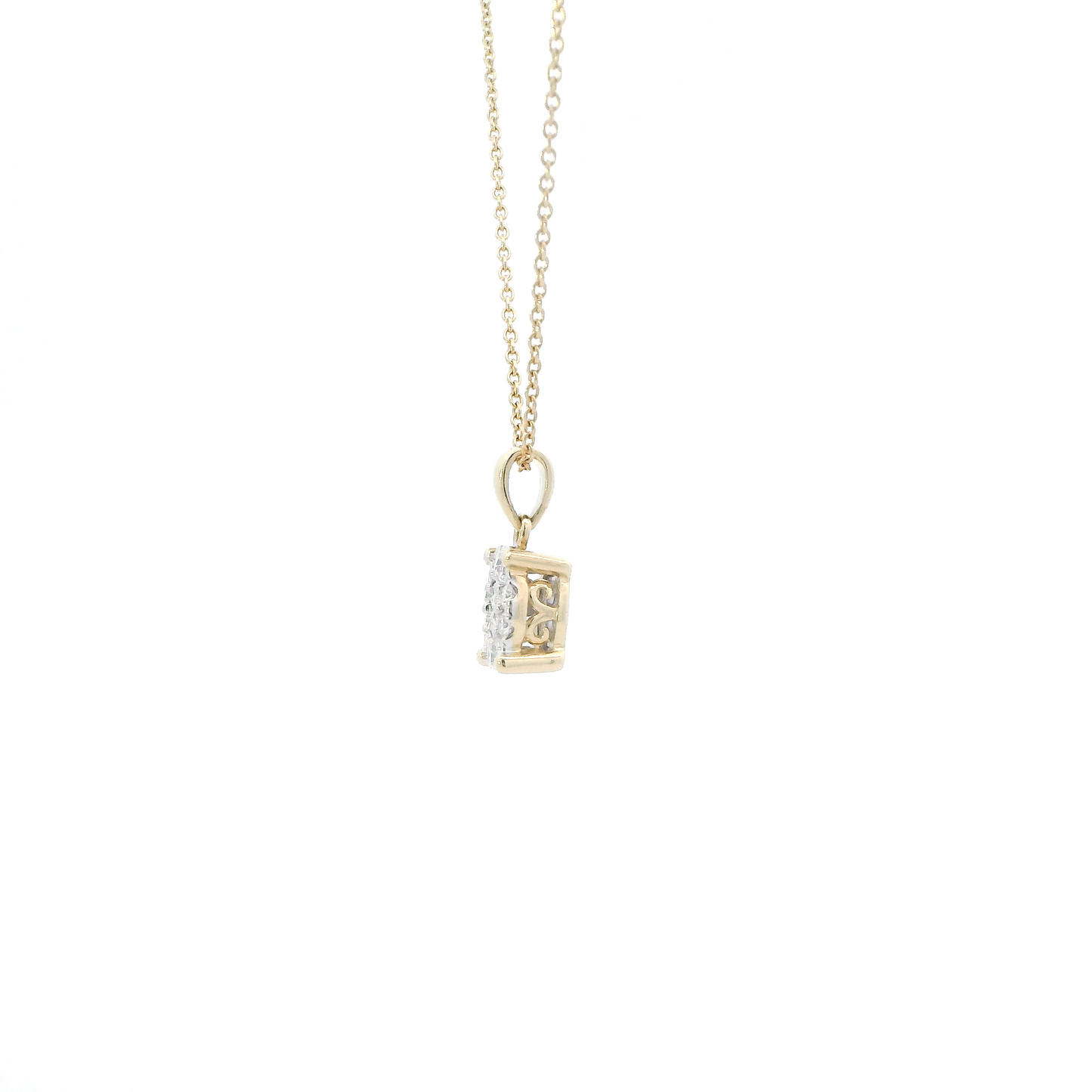 14K Yellow Gold 18" Cable Chain & Diamonds Pendant - 0.36ct