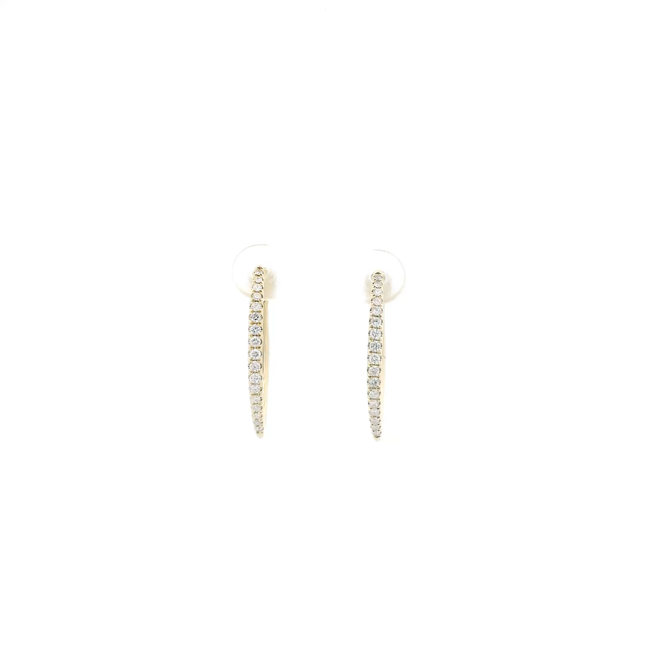 14K Yellow Gold Diamonds Oval Hoop Earrings - 0.31ct