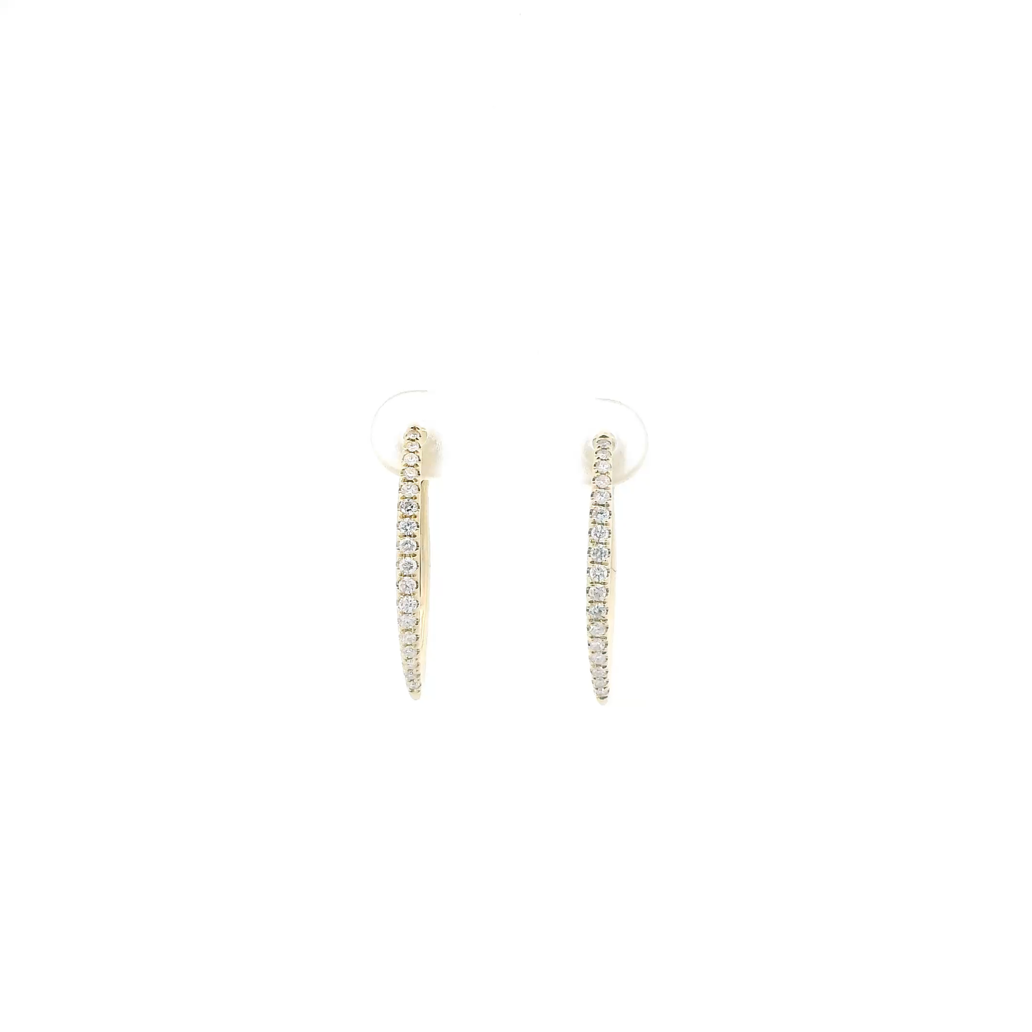 14K Yellow Gold Diamonds Oval Hoop Earrings - 0.31ct