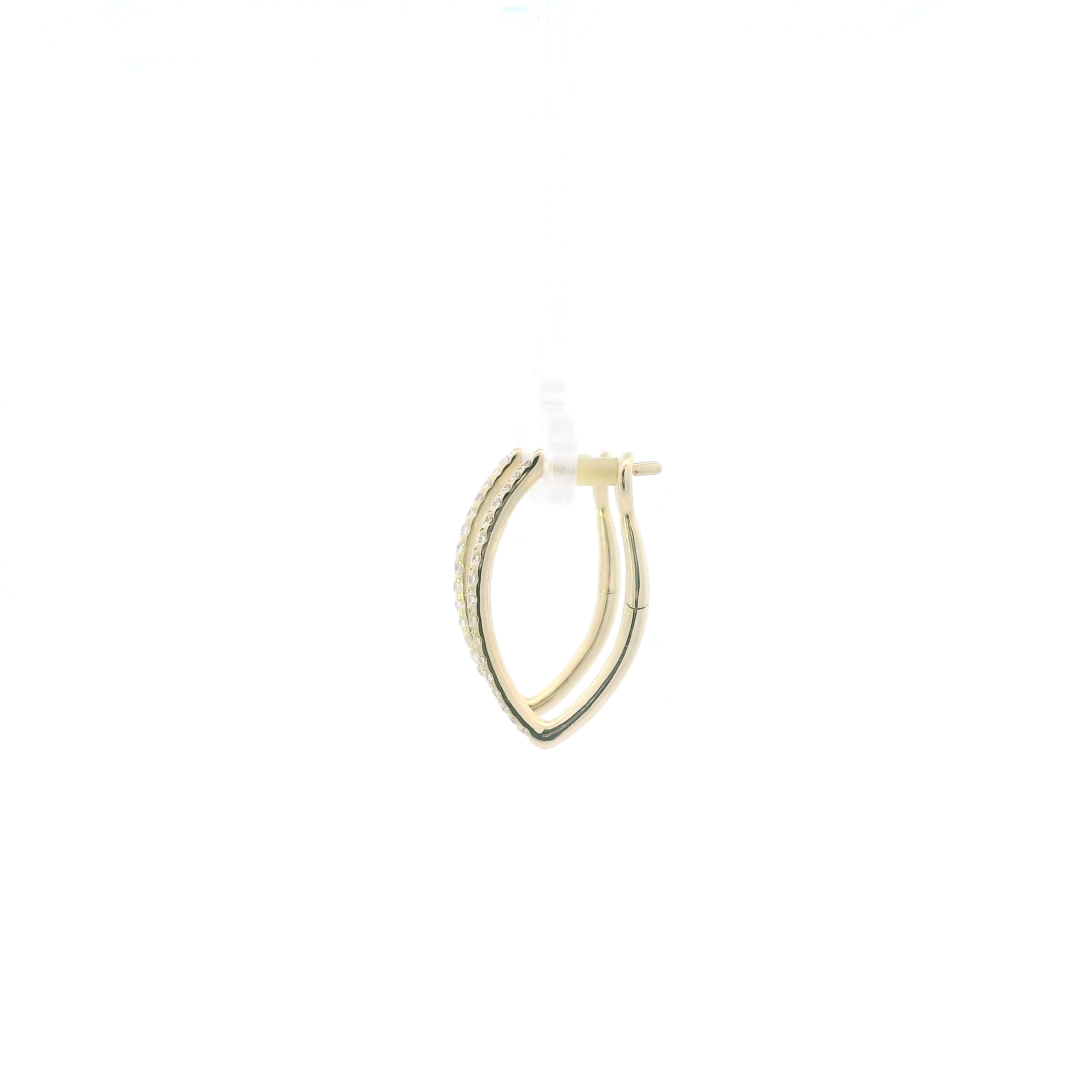 14K Yellow Gold Diamonds Oval Hoop Earrings - 0.31ct