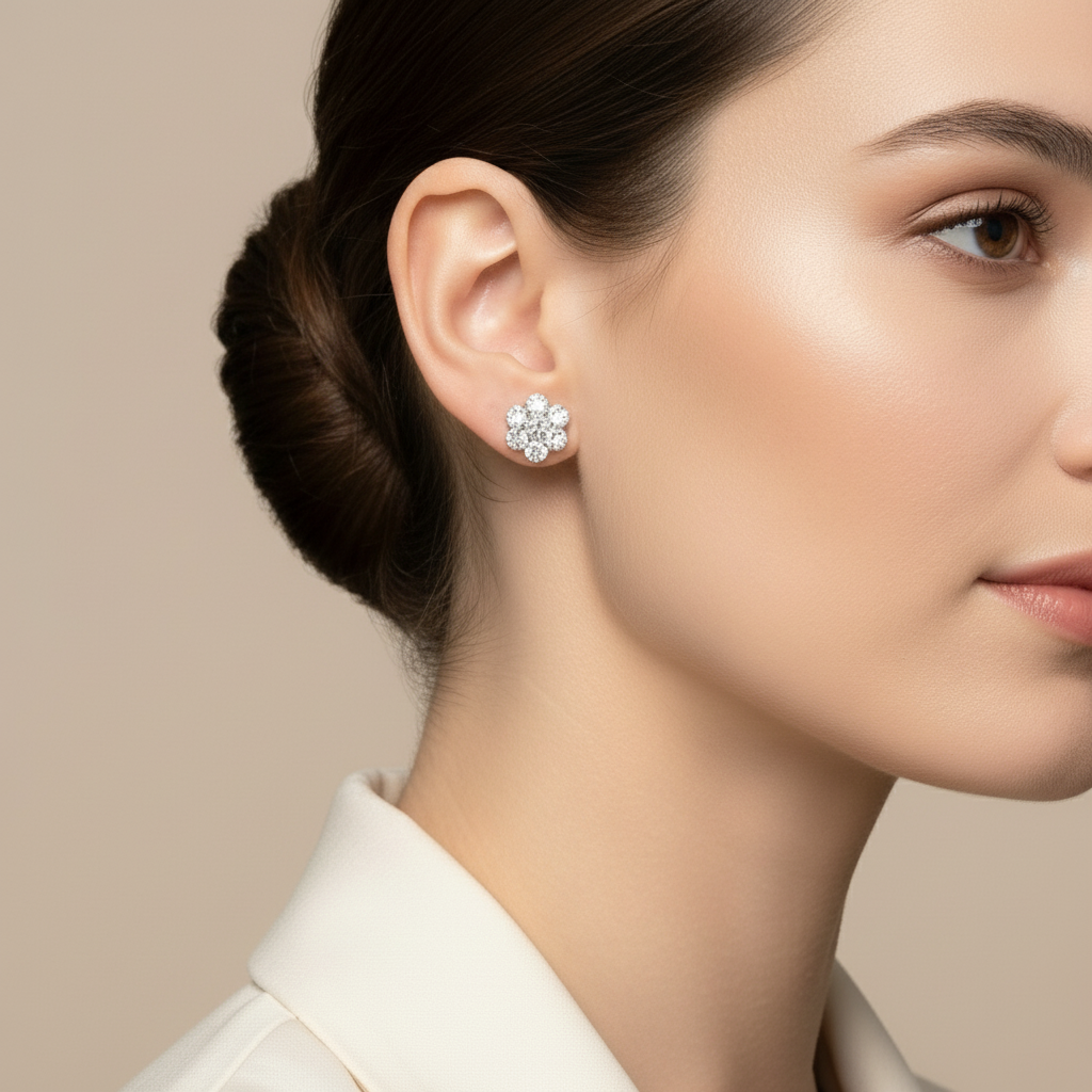 14K White Gold Lab Diamonds Stud Earrings