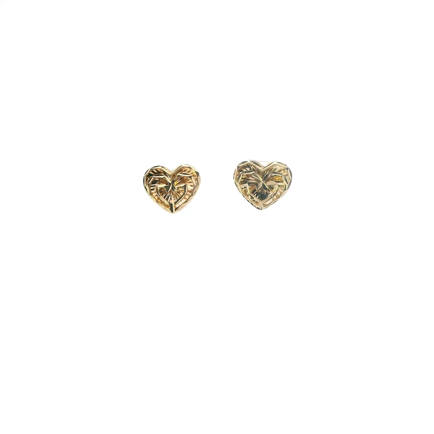 14K Yellow Gold Heart Stud Earrings