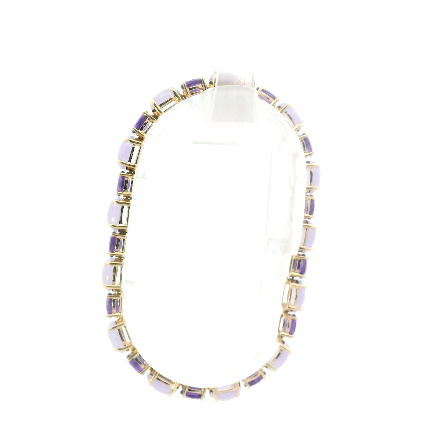 14K Yellow Gold 7.25" Lavender Jade & Amethyst Bracelet