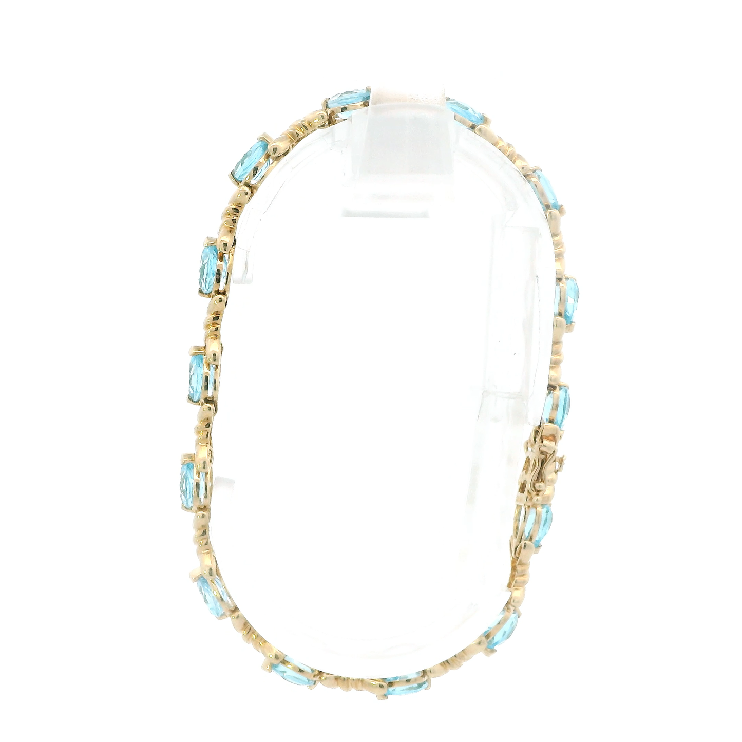10K Yellow Gold 7.25" Blue Topaz Bracelet