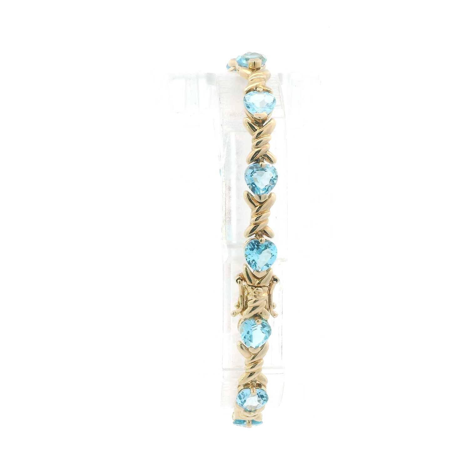 10K Yellow Gold 7.25" Blue Topaz Bracelet