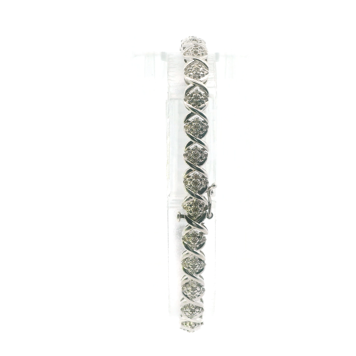 Sterling Silver 7.5" Diamonds Cluster Bracelet - 1.00ct