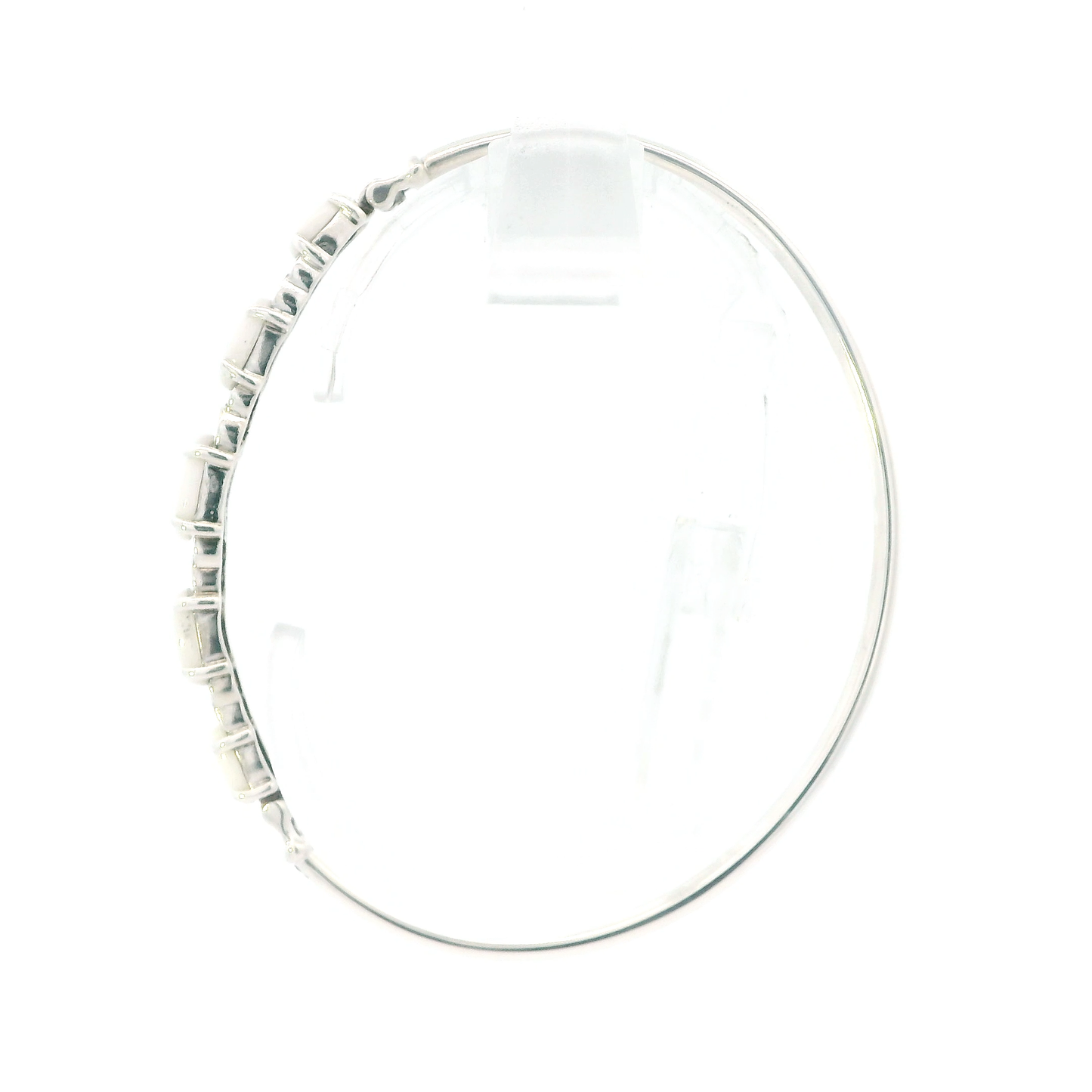 Sterling Silver Opal Hinged Bracelet