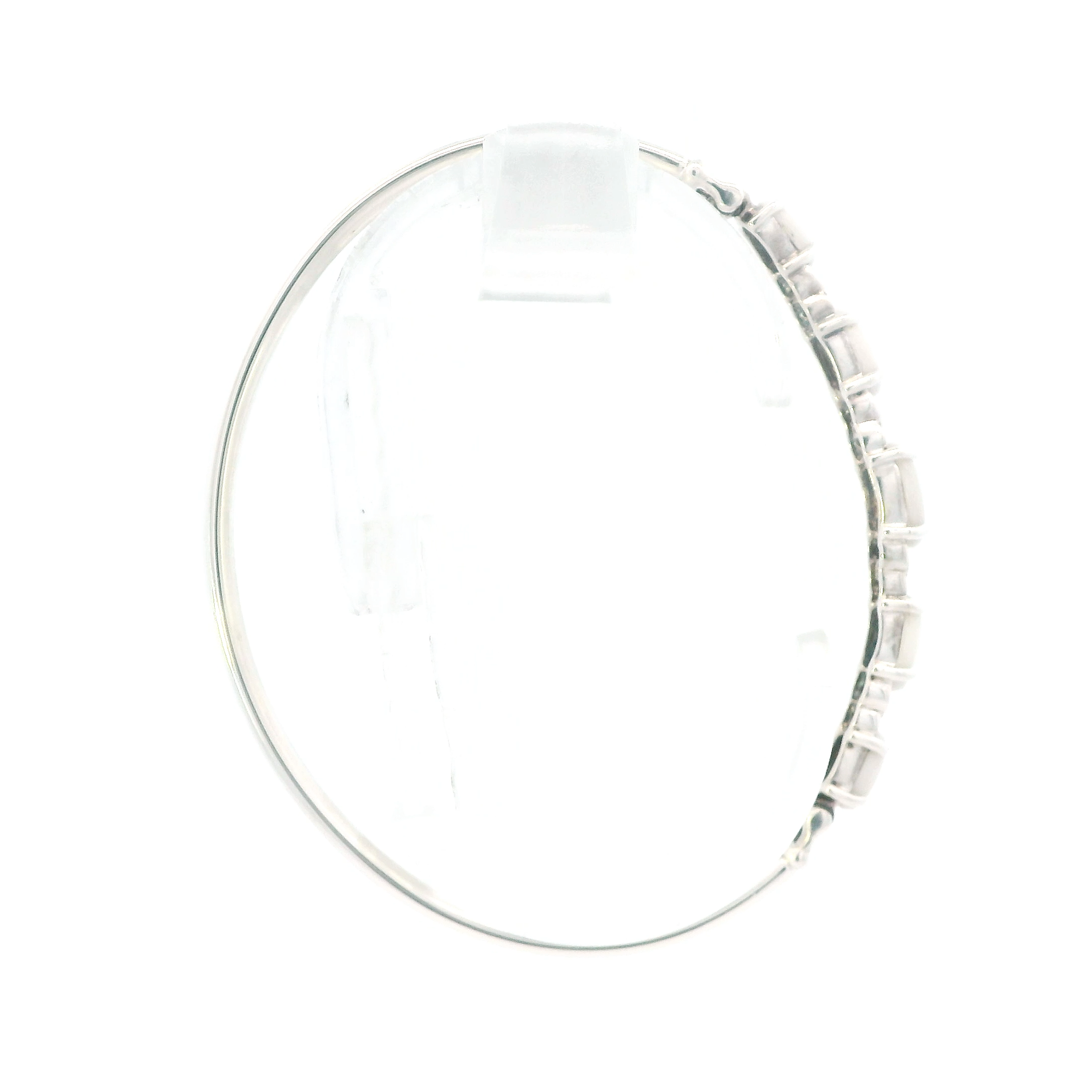 Sterling Silver Opal Hinged Bracelet