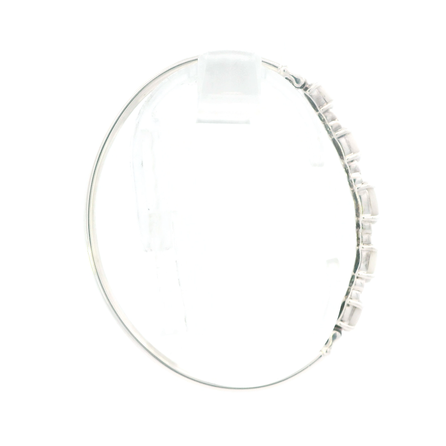 Sterling Silver Opal Hinged Bracelet