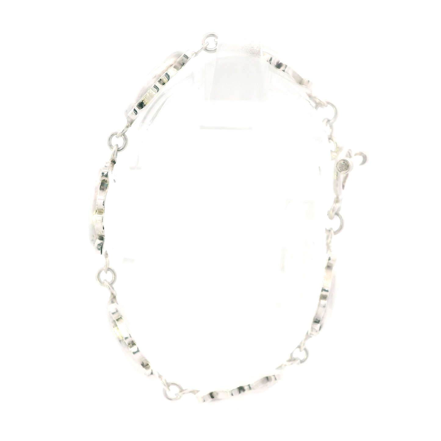 Sterling Silver 7" Oval Bezel Turquoise Toogle Bracelet