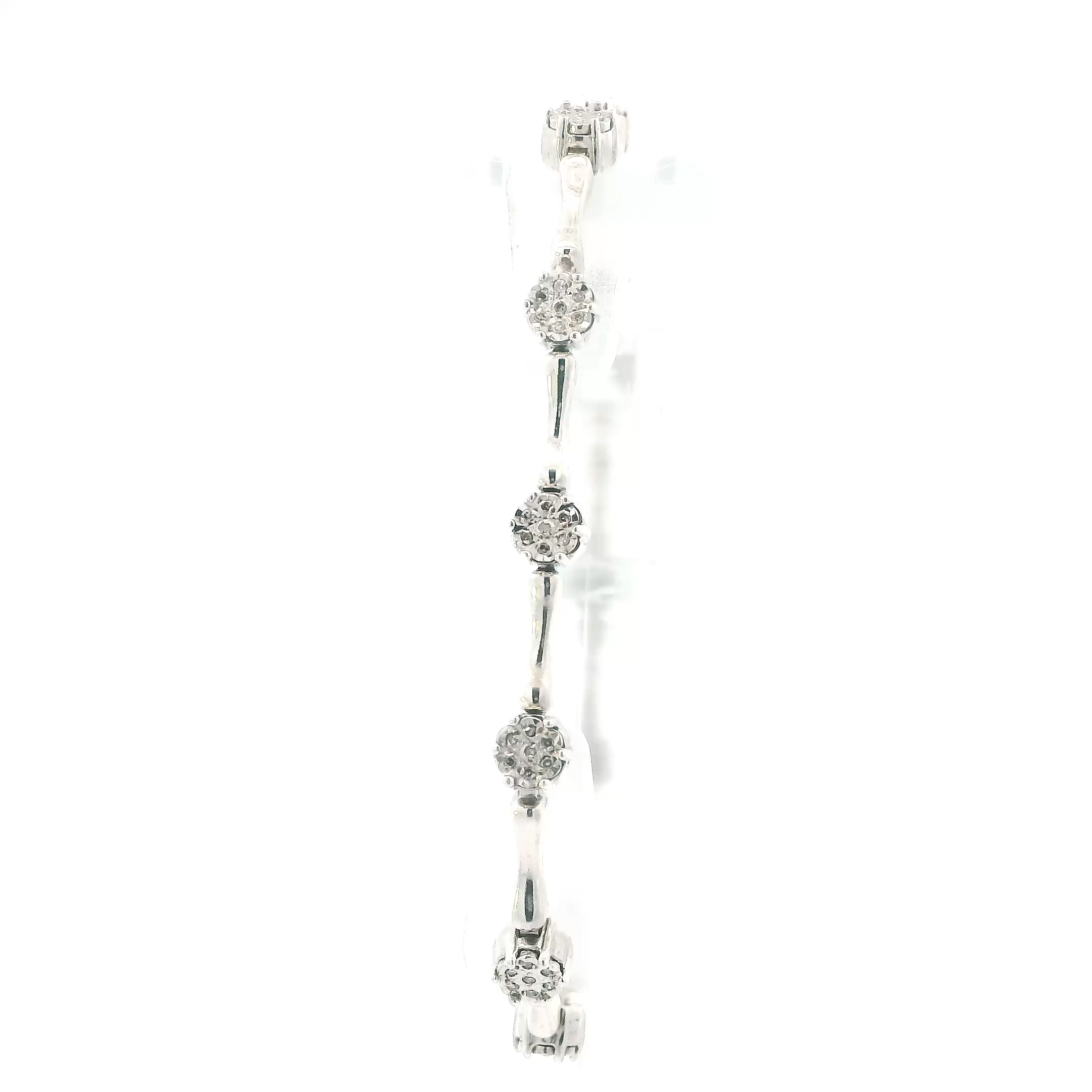 Silver Cluster Diamond Flower Segment Bar link Tennis Bracelet - 0.77ct