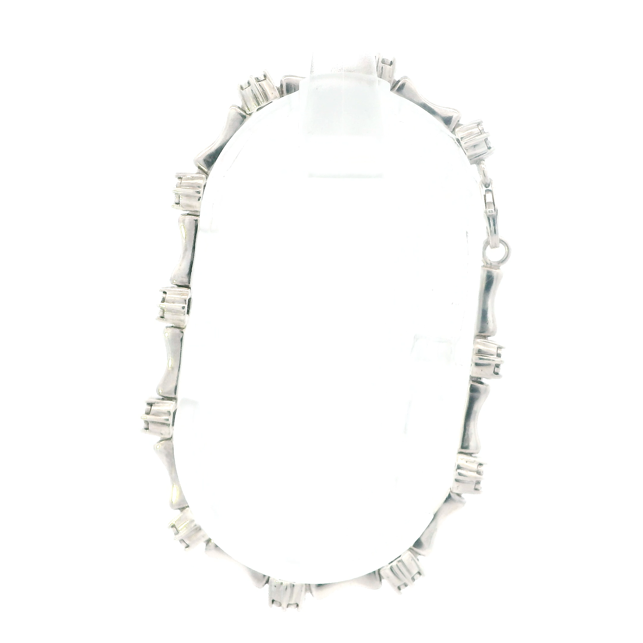 Silver Cluster Diamond Flower Segment Bar link Tennis Bracelet - 0.77ct