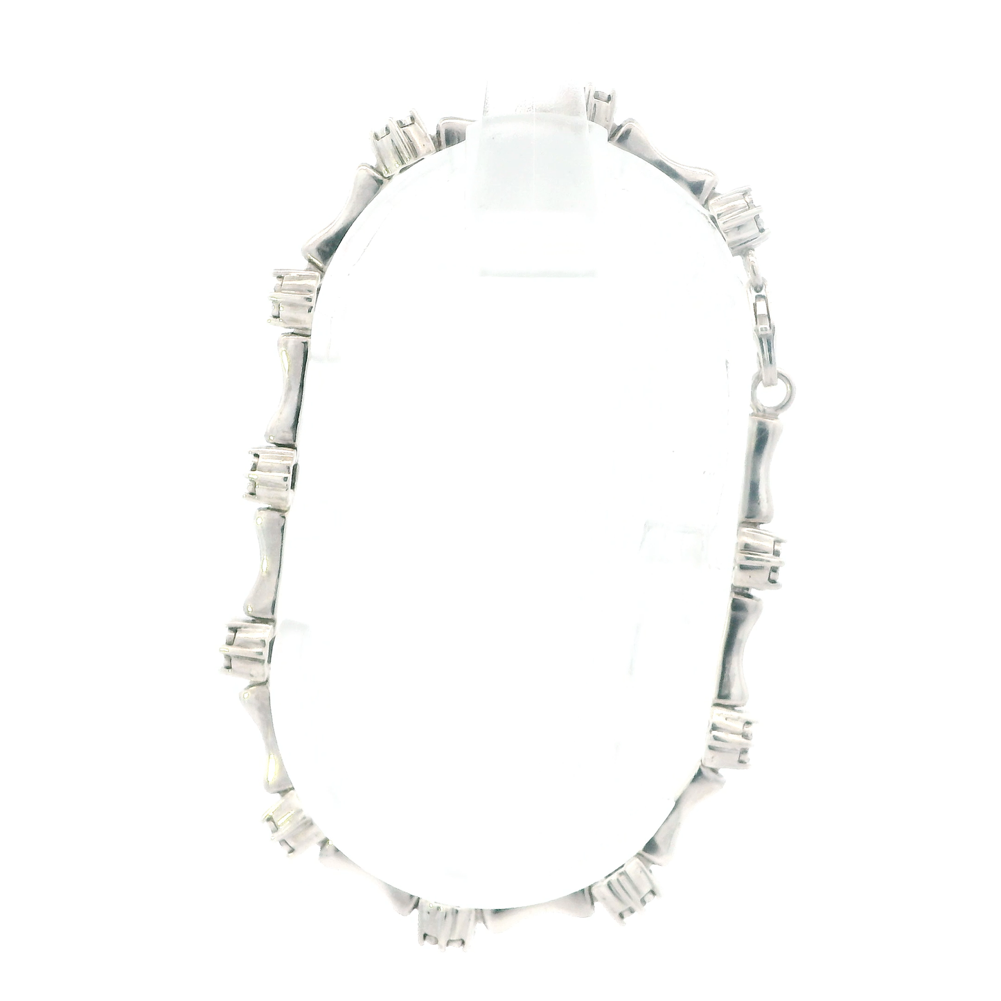 Silver Cluster Diamond Flower Segment Bar link Tennis Bracelet - 0.77ct