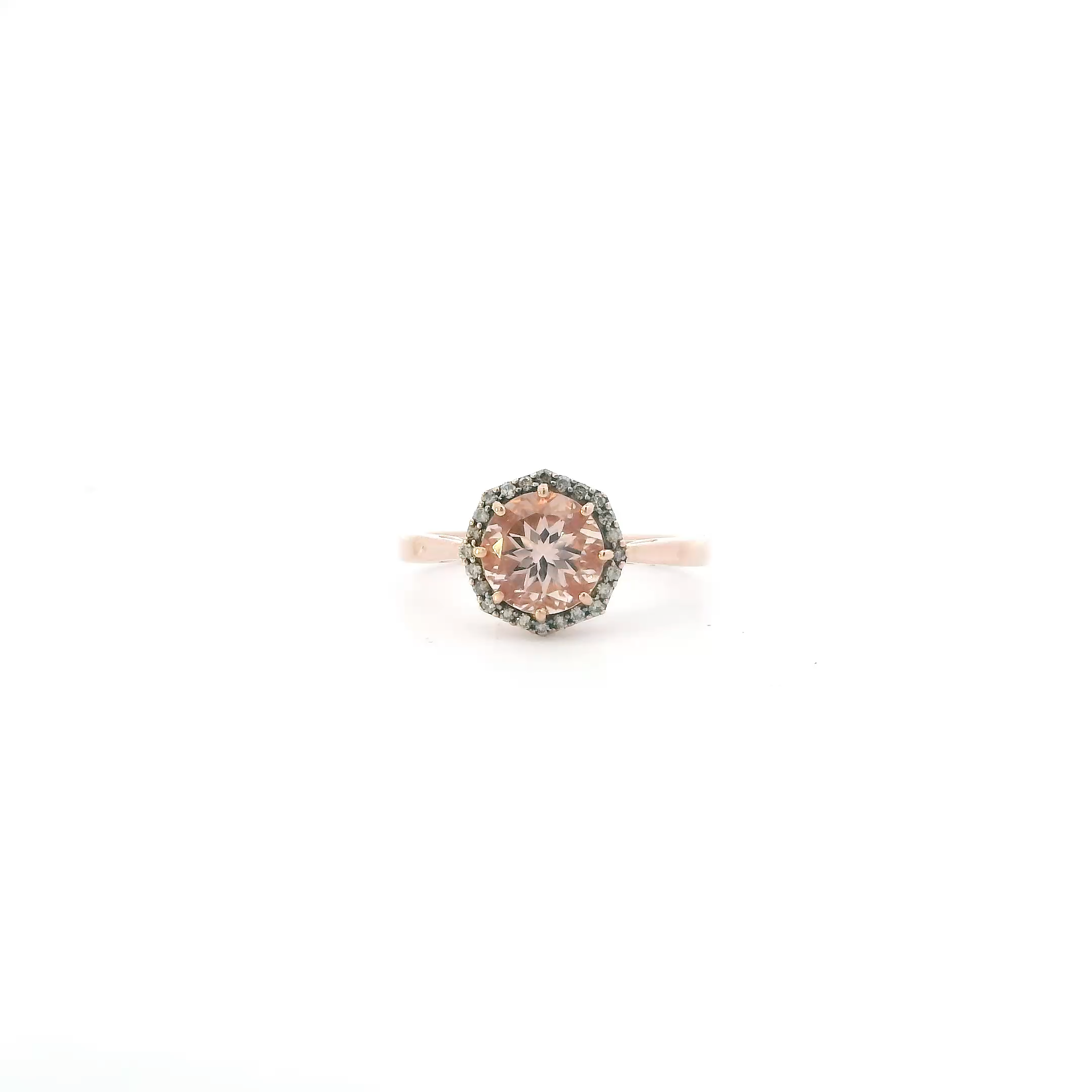 10K Rose Gold Morganite & Diamonds Womens Ring - 0.12ct