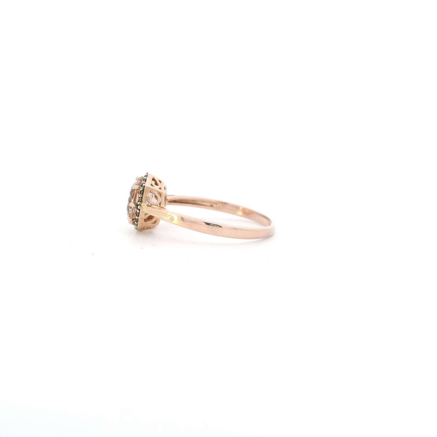 10K Rose Gold Morganite & Diamonds Womens Ring - 0.12ct
