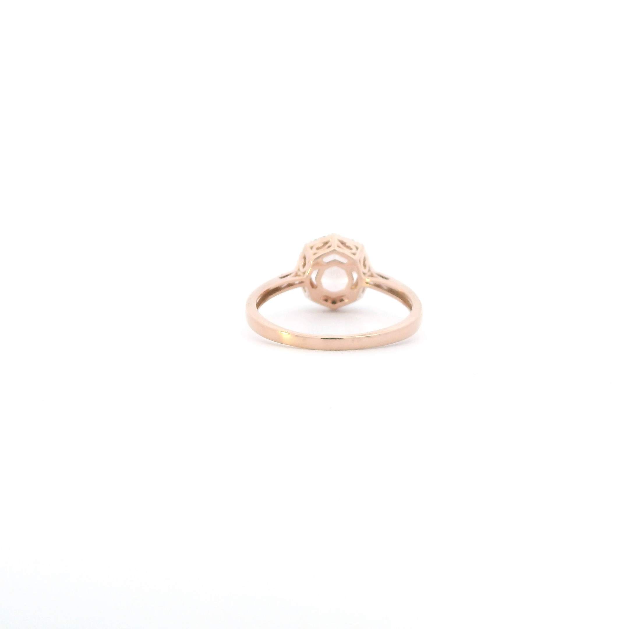 10K Rose Gold Morganite & Diamonds Womens Ring - 0.12ct
