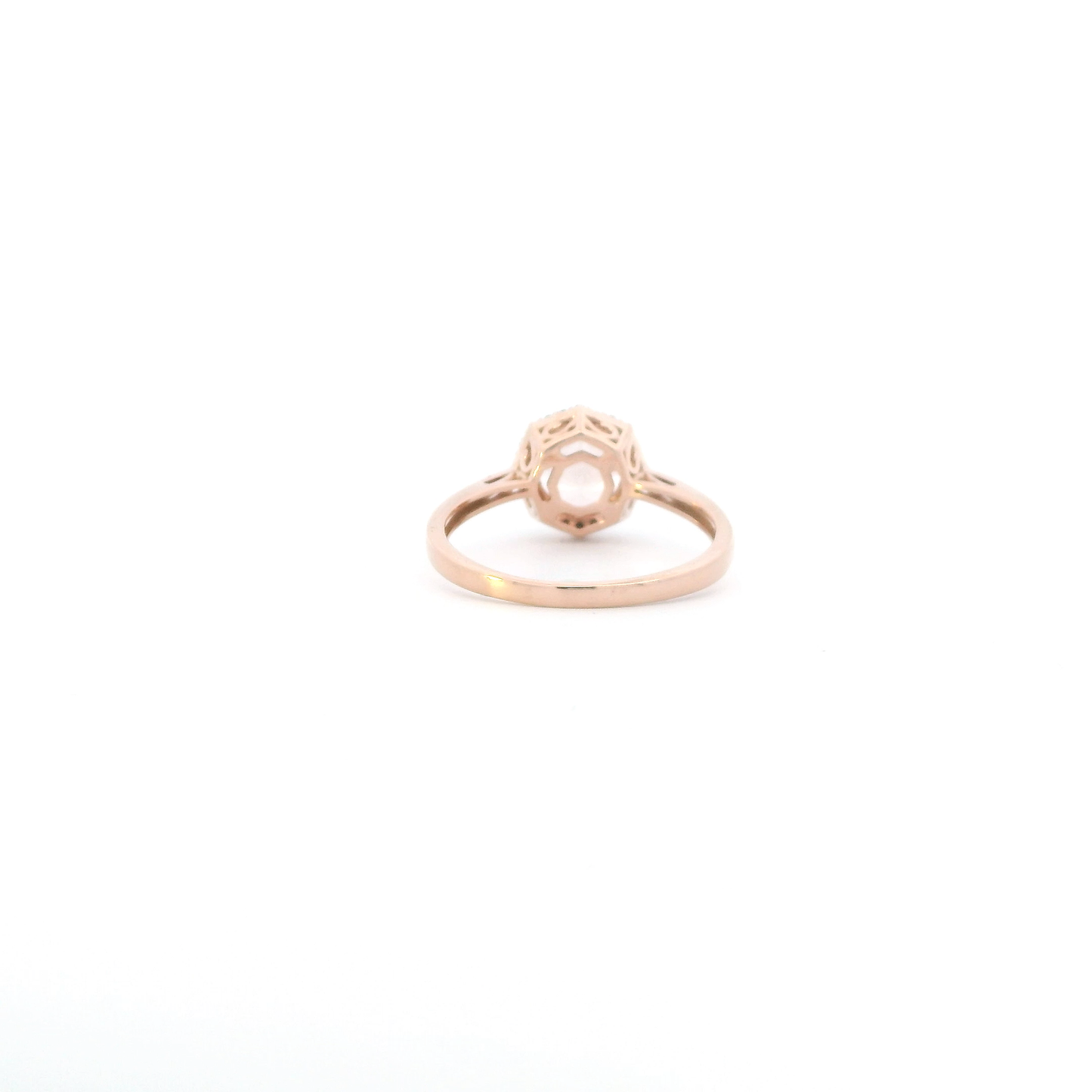 10K Rose Gold Morganite & Diamonds Womens Ring - 0.12ct