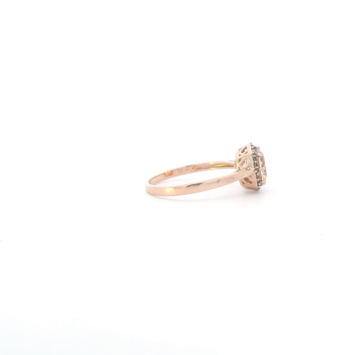 10K Rose Gold Morganite & Diamonds Womens Ring - 0.12ct