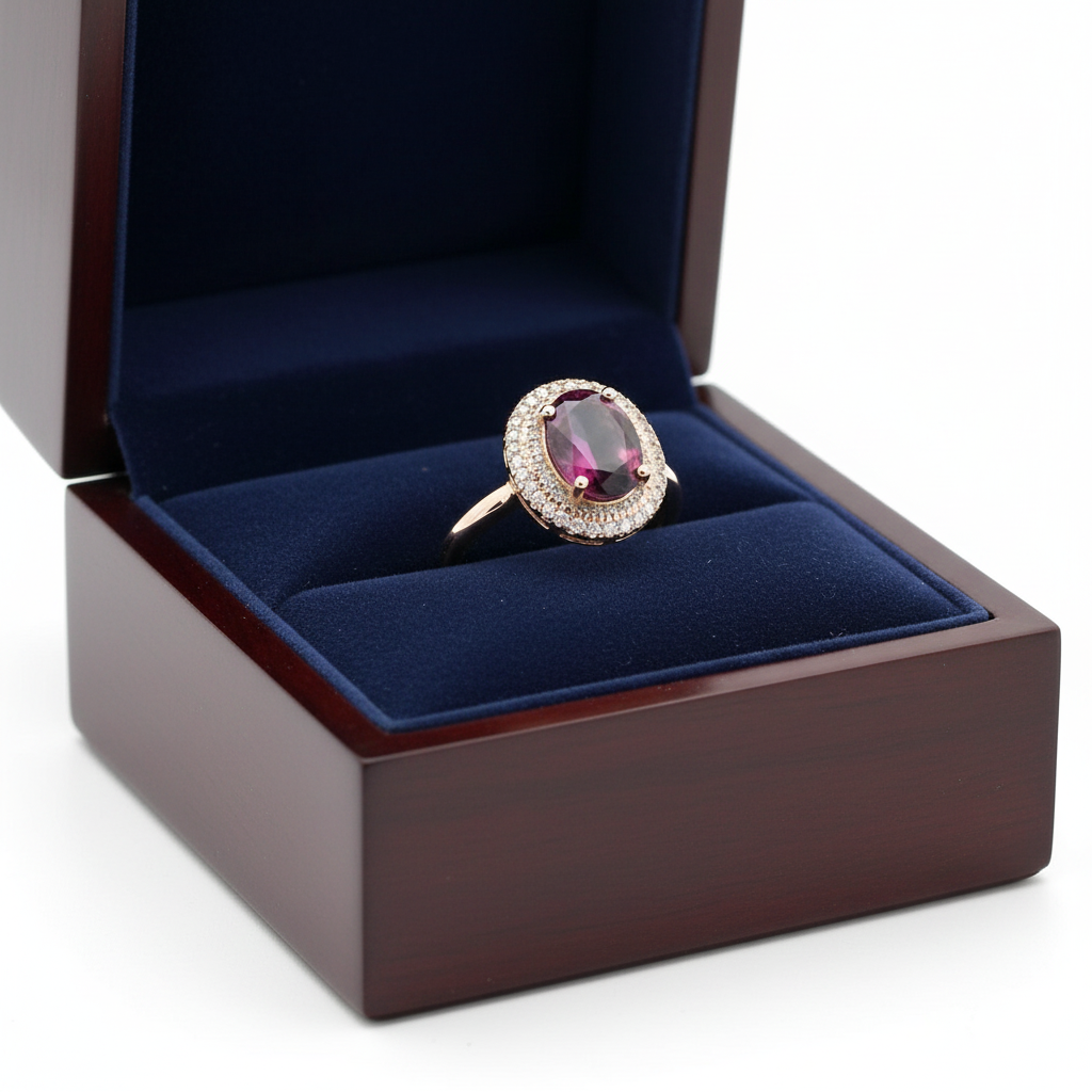 10K Rose Gold Oval Amethyst Womens Ring
