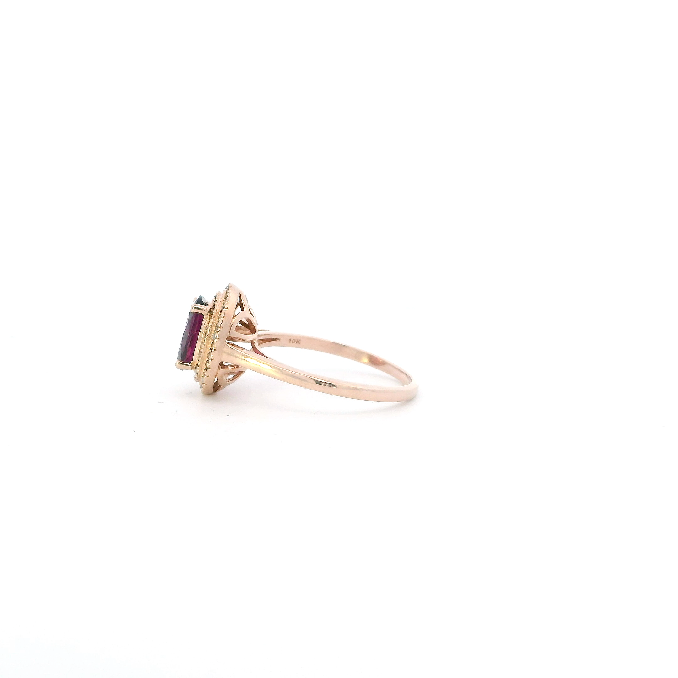 10K Rose Gold Oval Amethyst Womens Ring