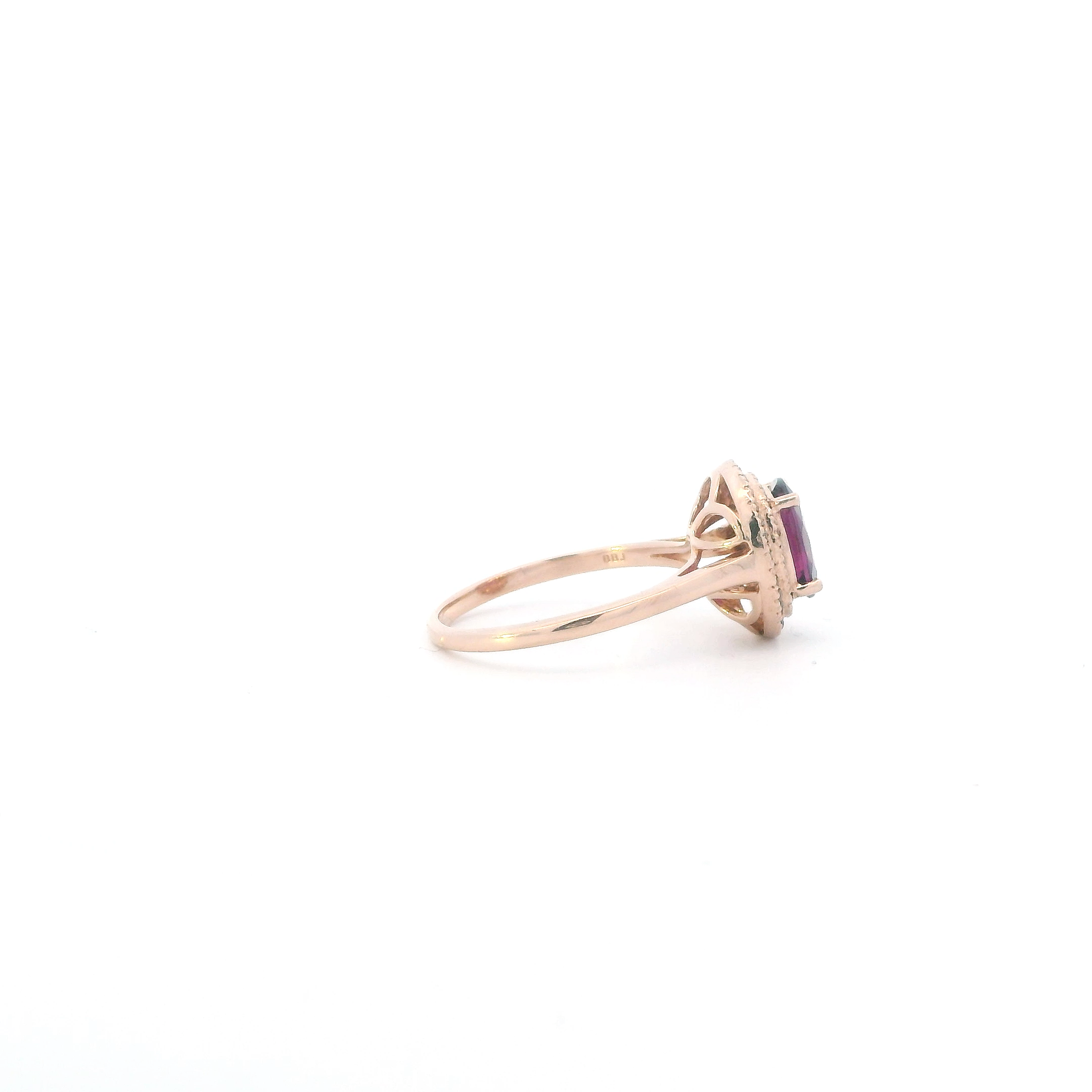 10K Rose Gold Oval Amethyst Womens Ring